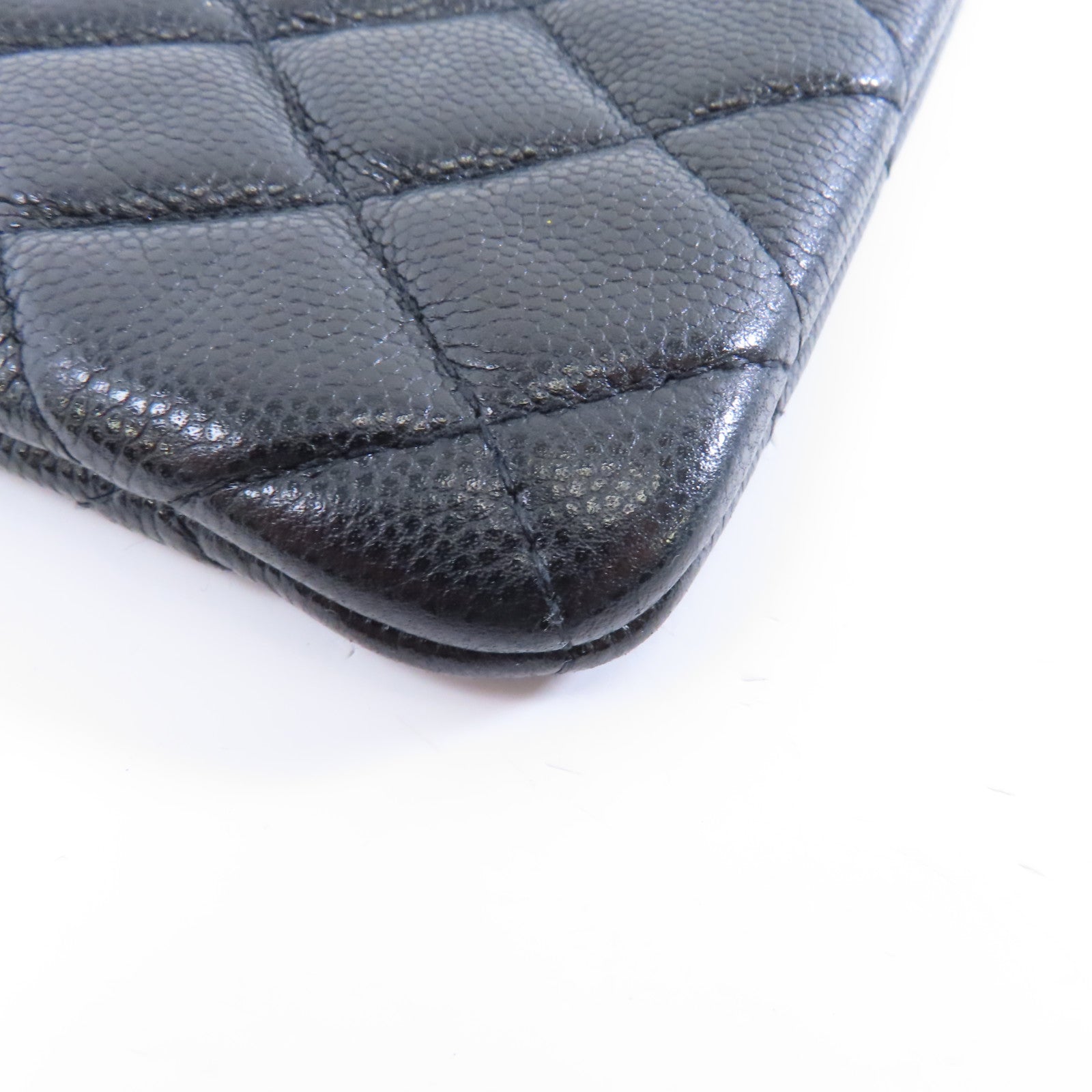 CHANEL 菱格Caviar皮革Clutch Bag金扣手拿包黑色