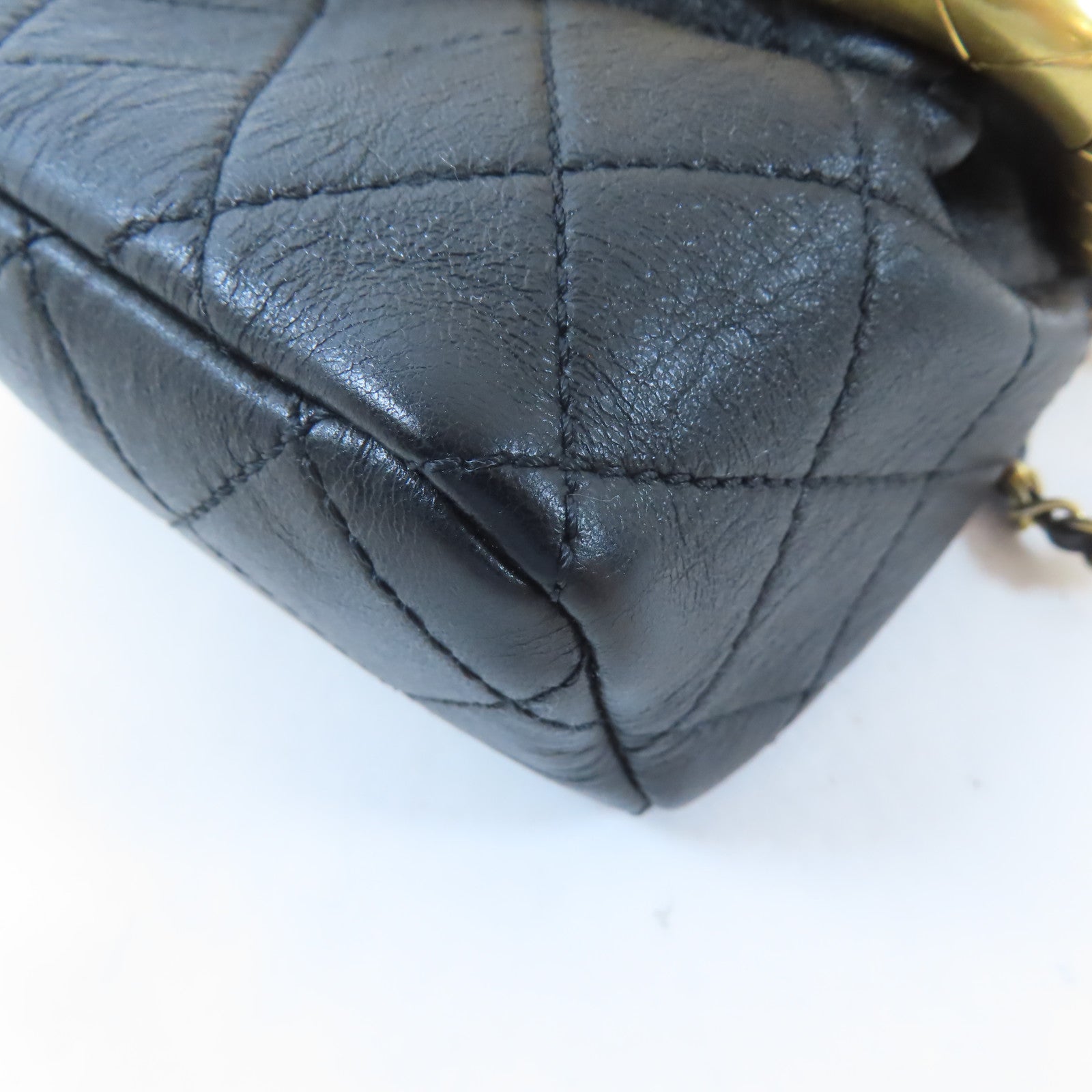 CHANEL CC GHW 2 Way Chain Shoulder Crossbody Handbag Calfskin Leather Black