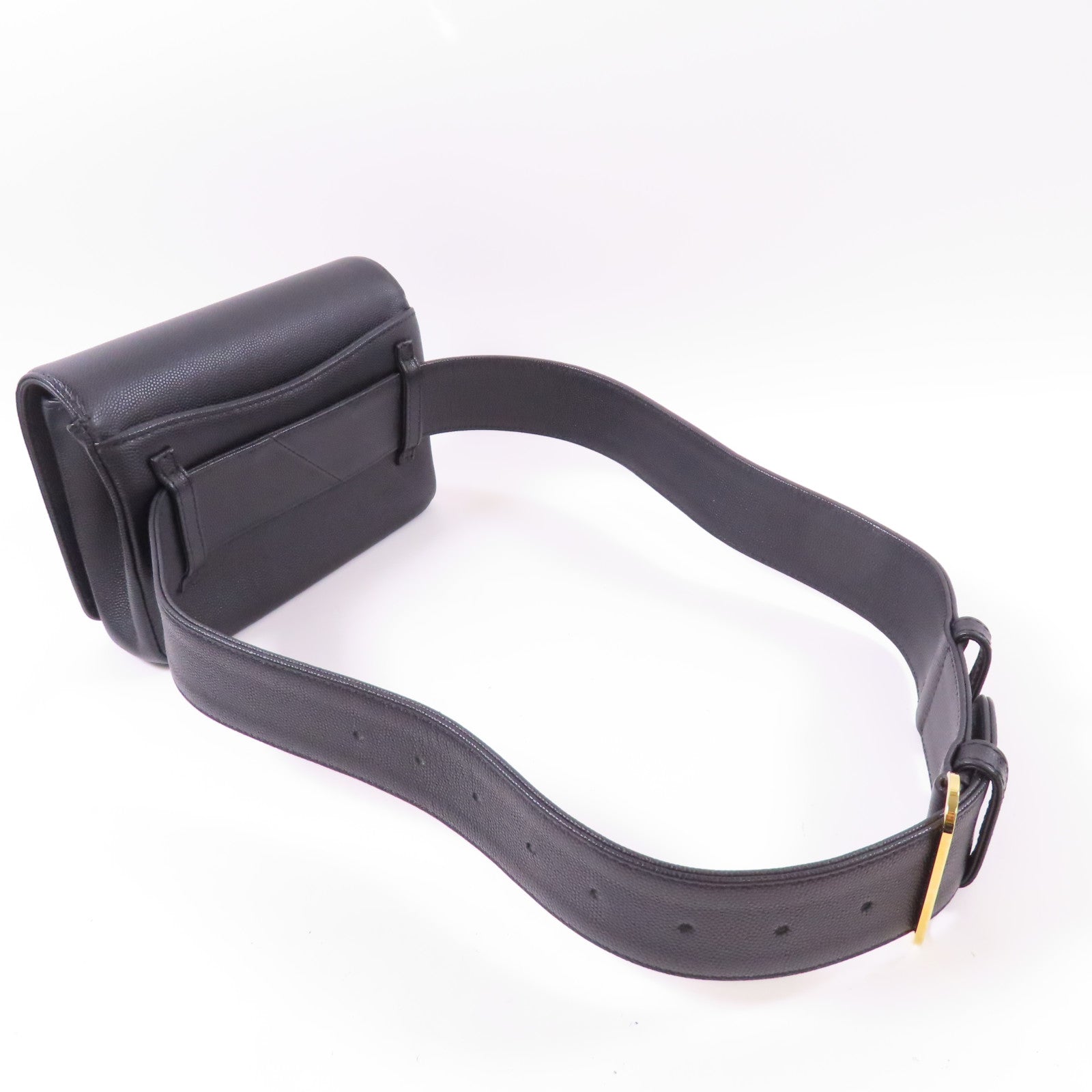 CHANEL 【激減優惠】牛皮皮革Waist Bag金扣腰包黑色