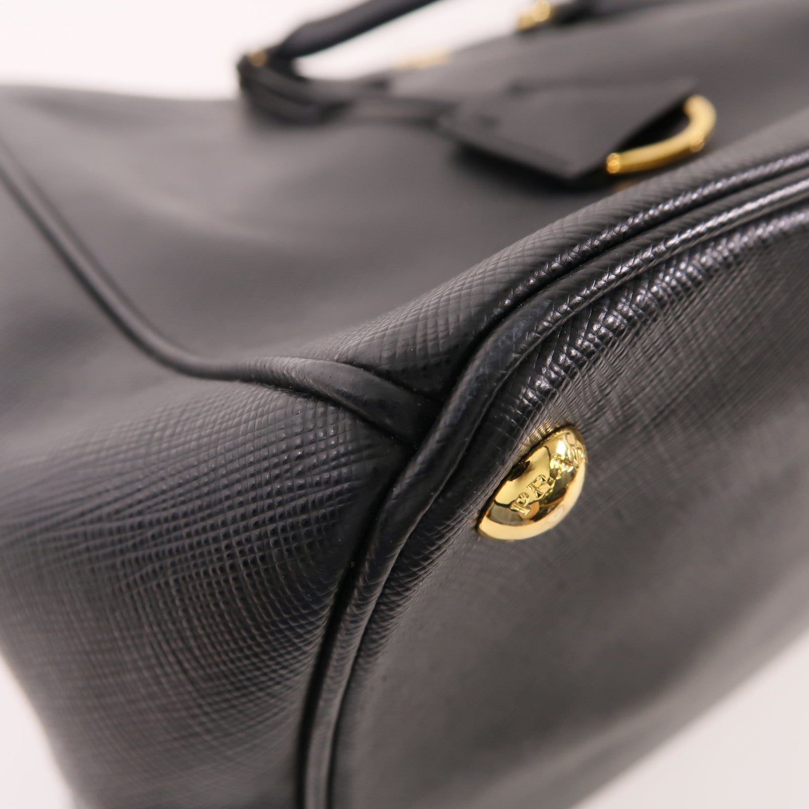 PRADA GHW Galleria 2 Way Shoulder Hand Bag BN1801 Saffiano Leather Black
