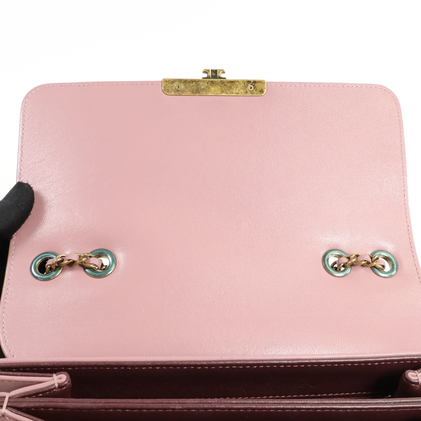 CHANEL 牛皮皮革Beauty Lock Flap Bag鏈帶肩背袋
