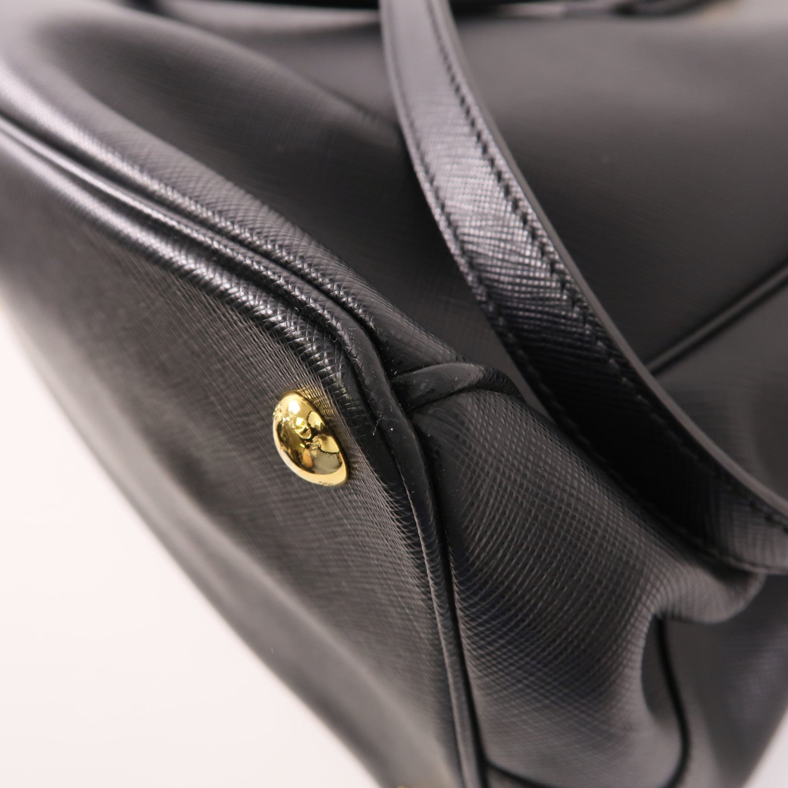 PRADA GHW Galleria 2 Way Shoulder Hand Bag BN1801 Saffiano Leather Black