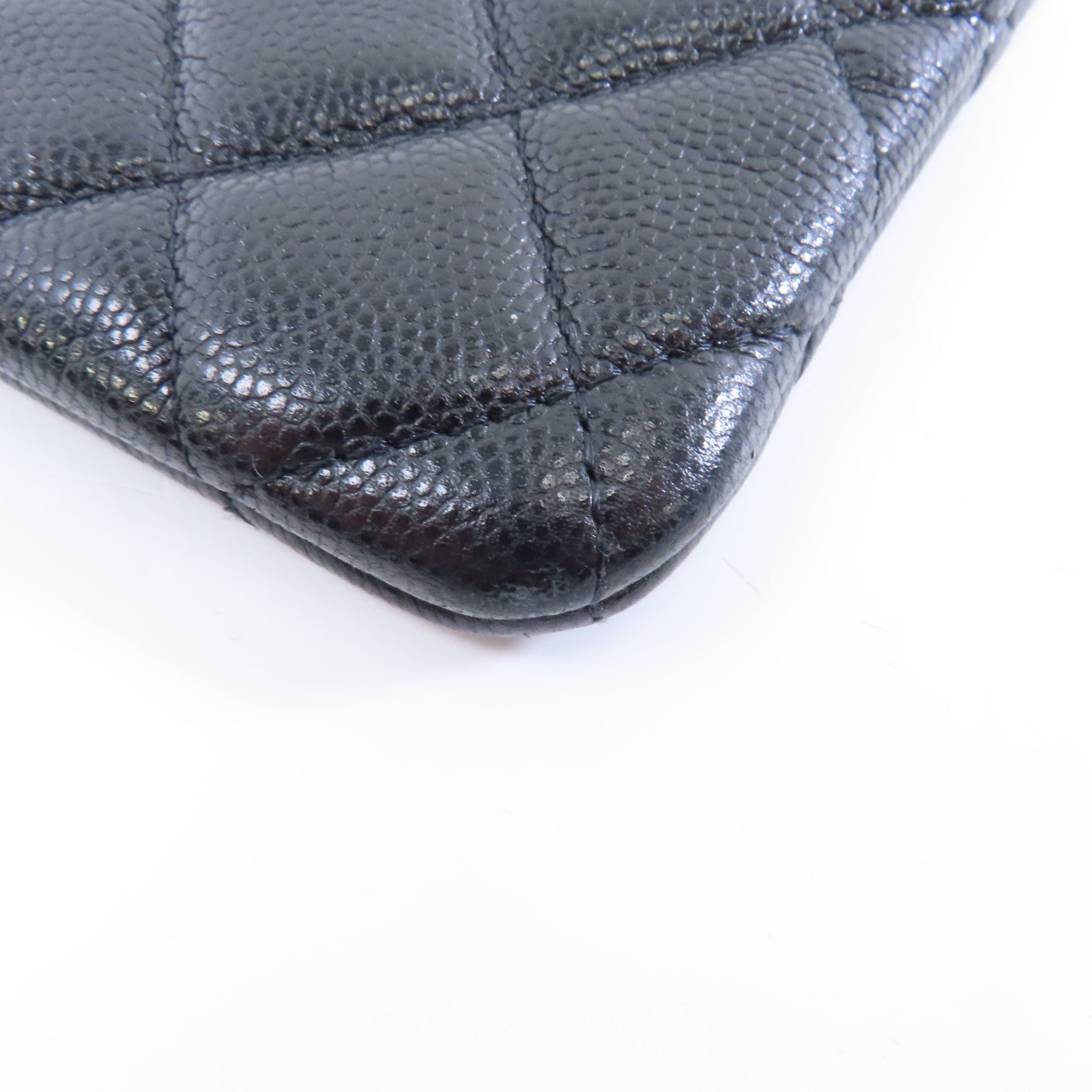 CHANEL 菱格Caviar皮革Clutch Bag金扣手拿包黑色