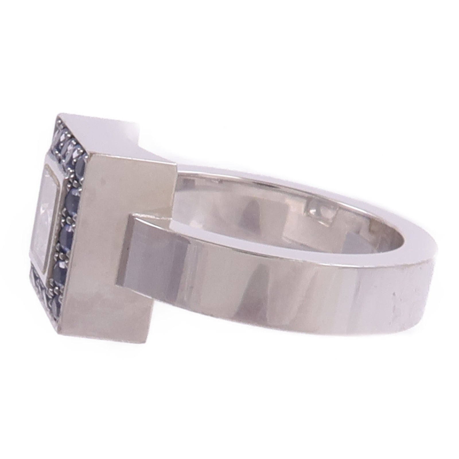 Chopard 18K白金/藍寶石Happy Diamond Ring鑽石戒指