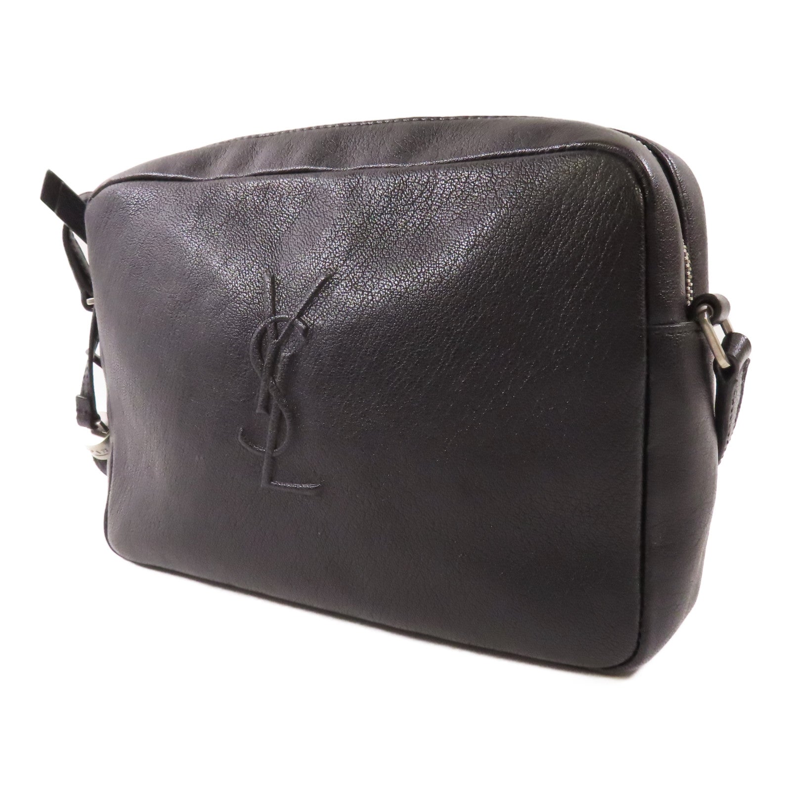 SAINT LAURENT 牛皮皮革Shoulder Bag銀扣肩背袋