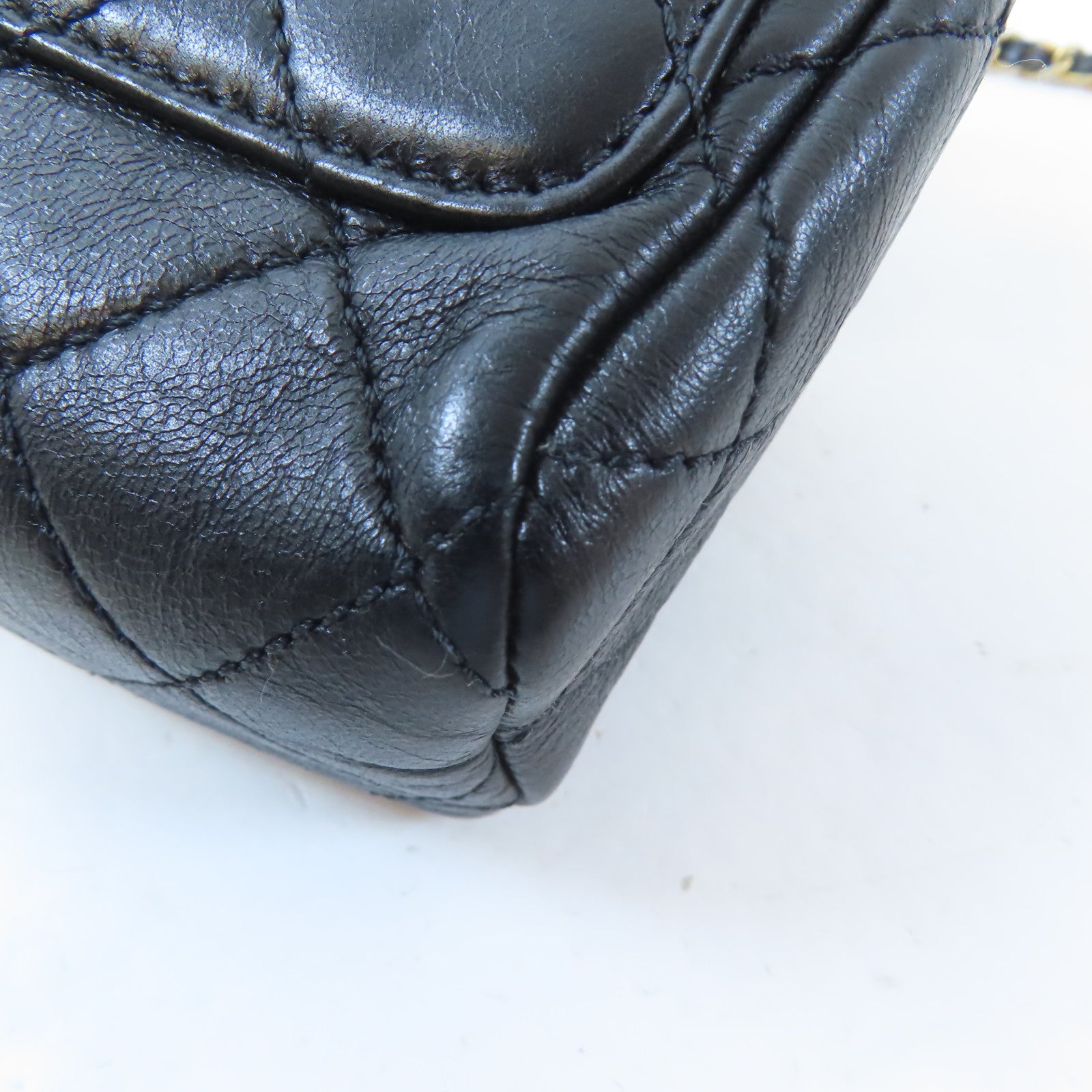 CHANEL CC GHW 2 Way Chain Shoulder Crossbody Handbag Calfskin Leather Black