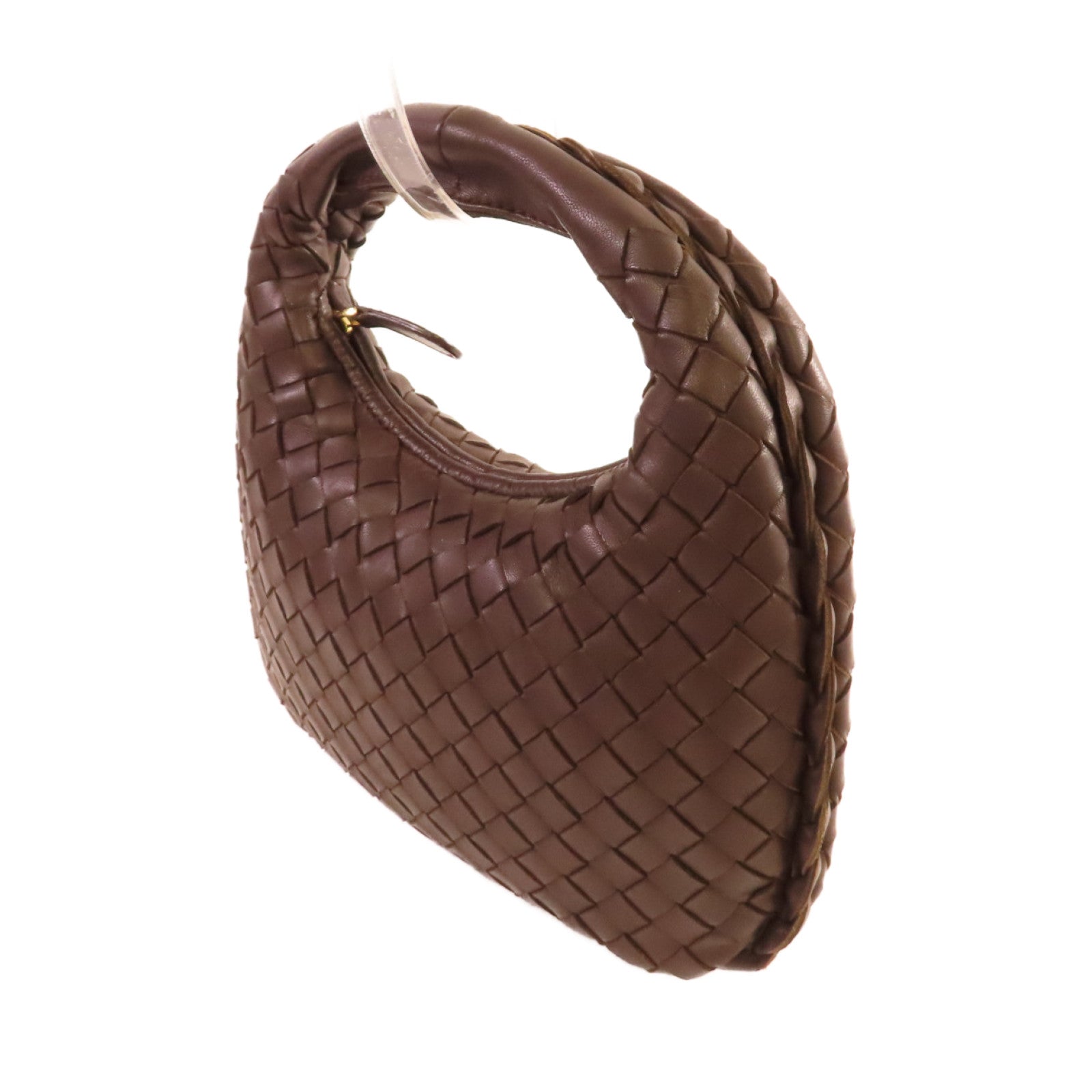 BOTTEGA VENETA 織紋皮革Handbag金扣手挽袋啡色