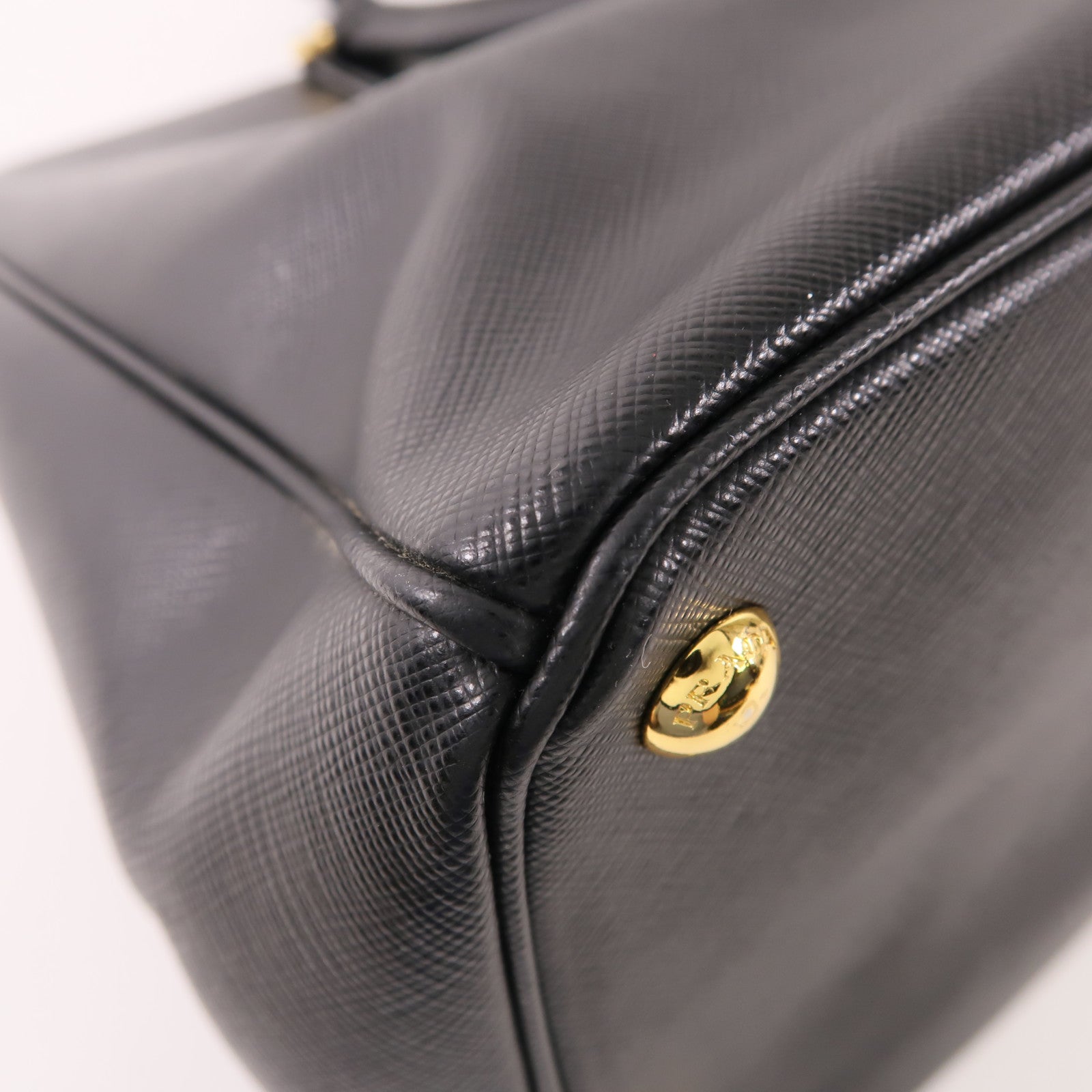 PRADA GHW Galleria 2 Way Shoulder Hand Bag BN1801 Saffiano Leather Black