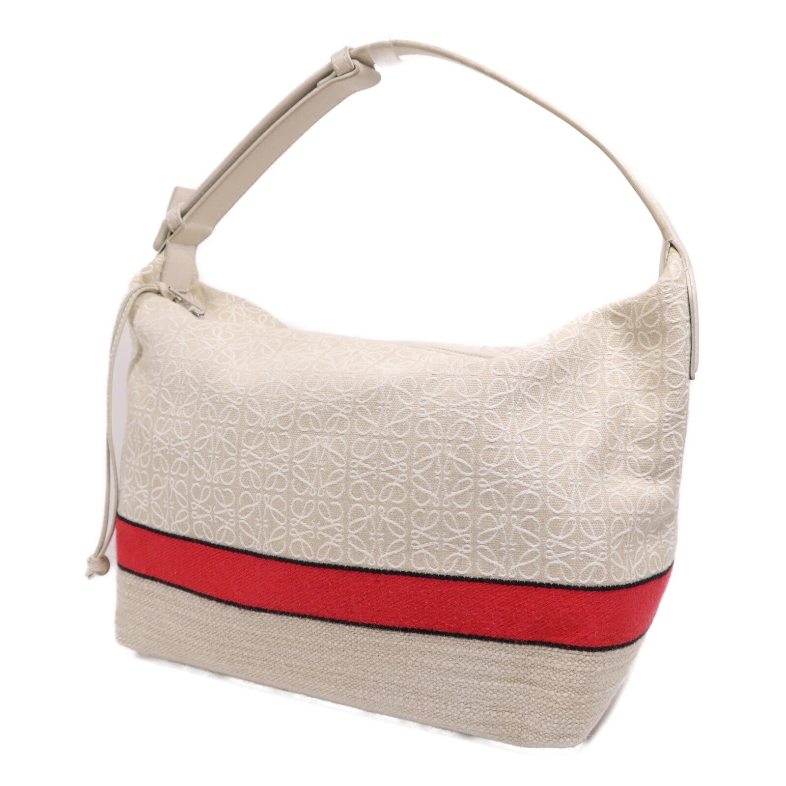 LOEWE 帆布Cubi Bag銀扣肩背袋