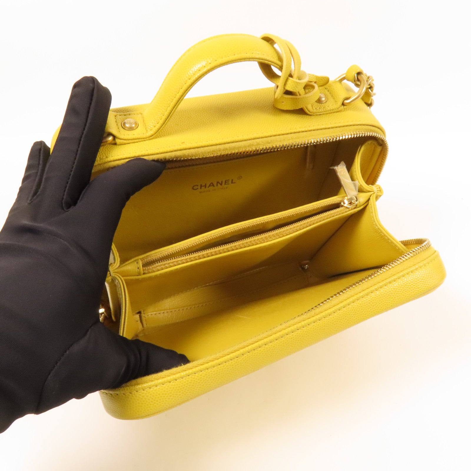 CHANEL 牛皮皮革Vanity Case金扣手挽肩背兩用袋