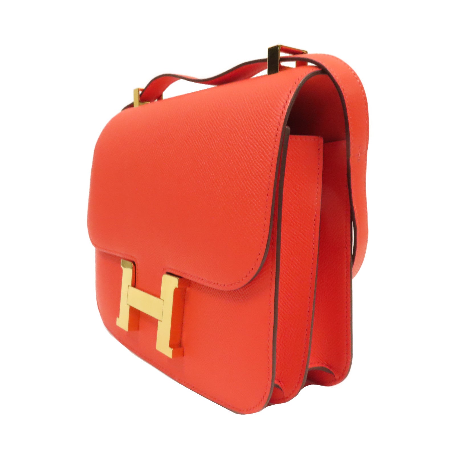 HERMES 【激減優惠】Epsom皮革Constance 24金扣肩背袋糖果紅色