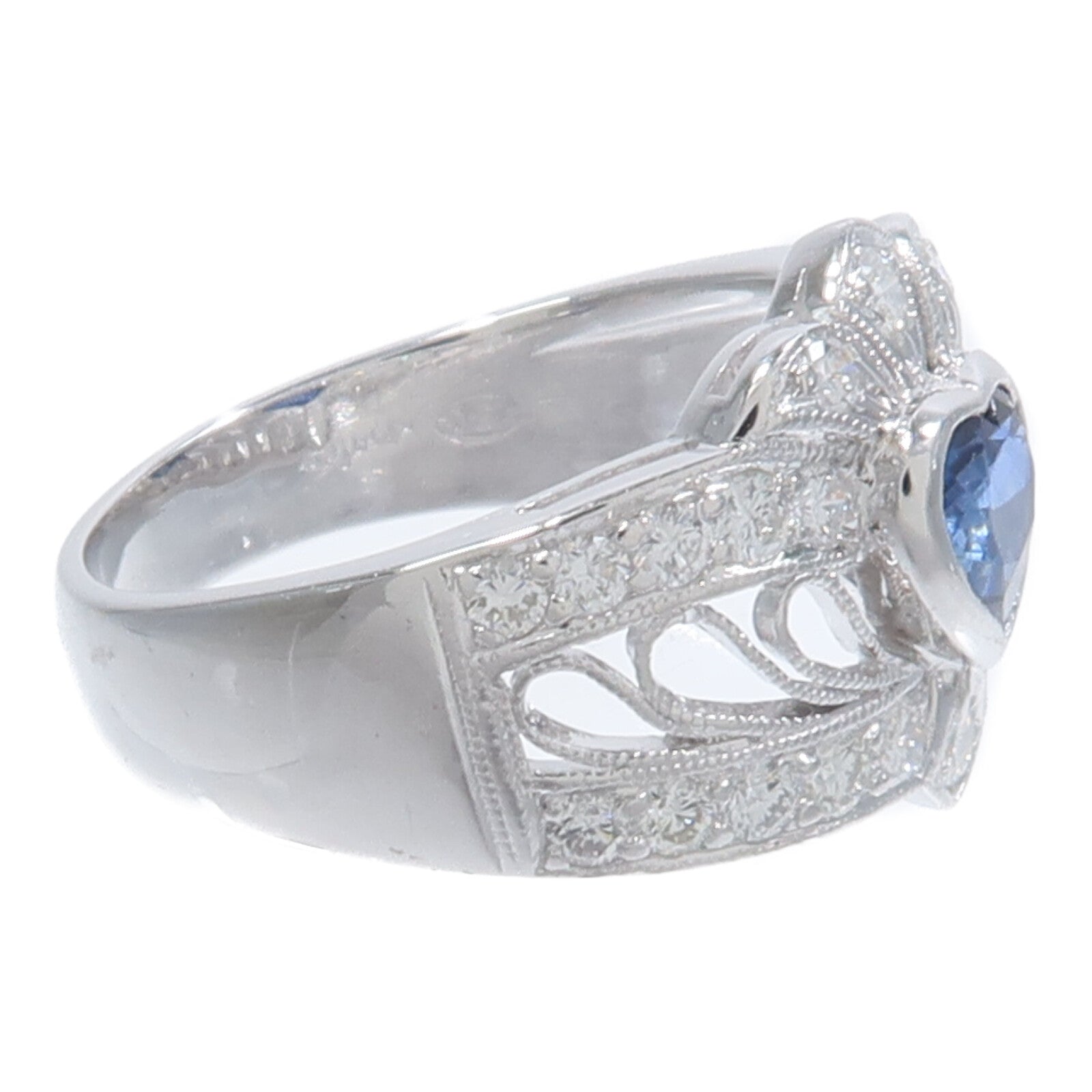 JEWELRY 18K白金Sapphire Diamond Ring藍寶石/鑽石戒指