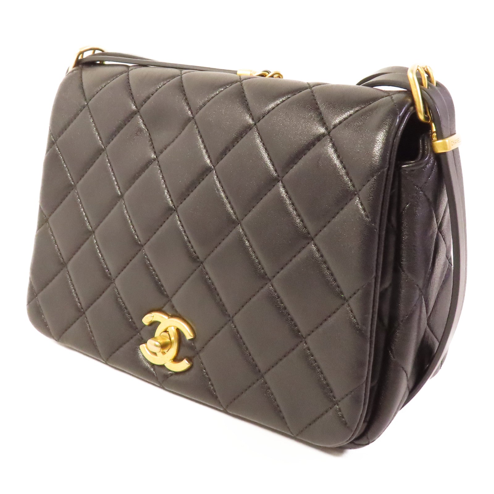 CHANEL 牛皮皮革Mini Chain Flap Bag金扣鏈帶肩背袋