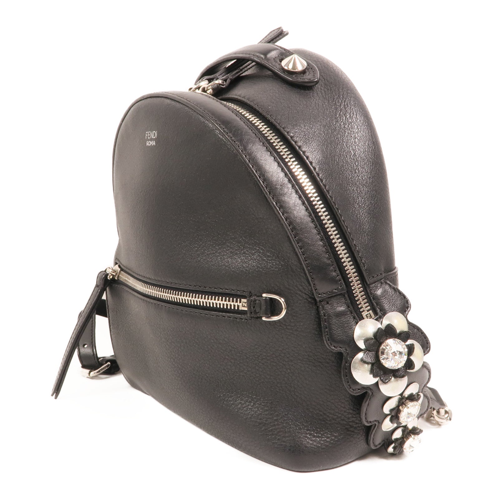FENDI 牛皮皮革Roma Backpack銀扣背包