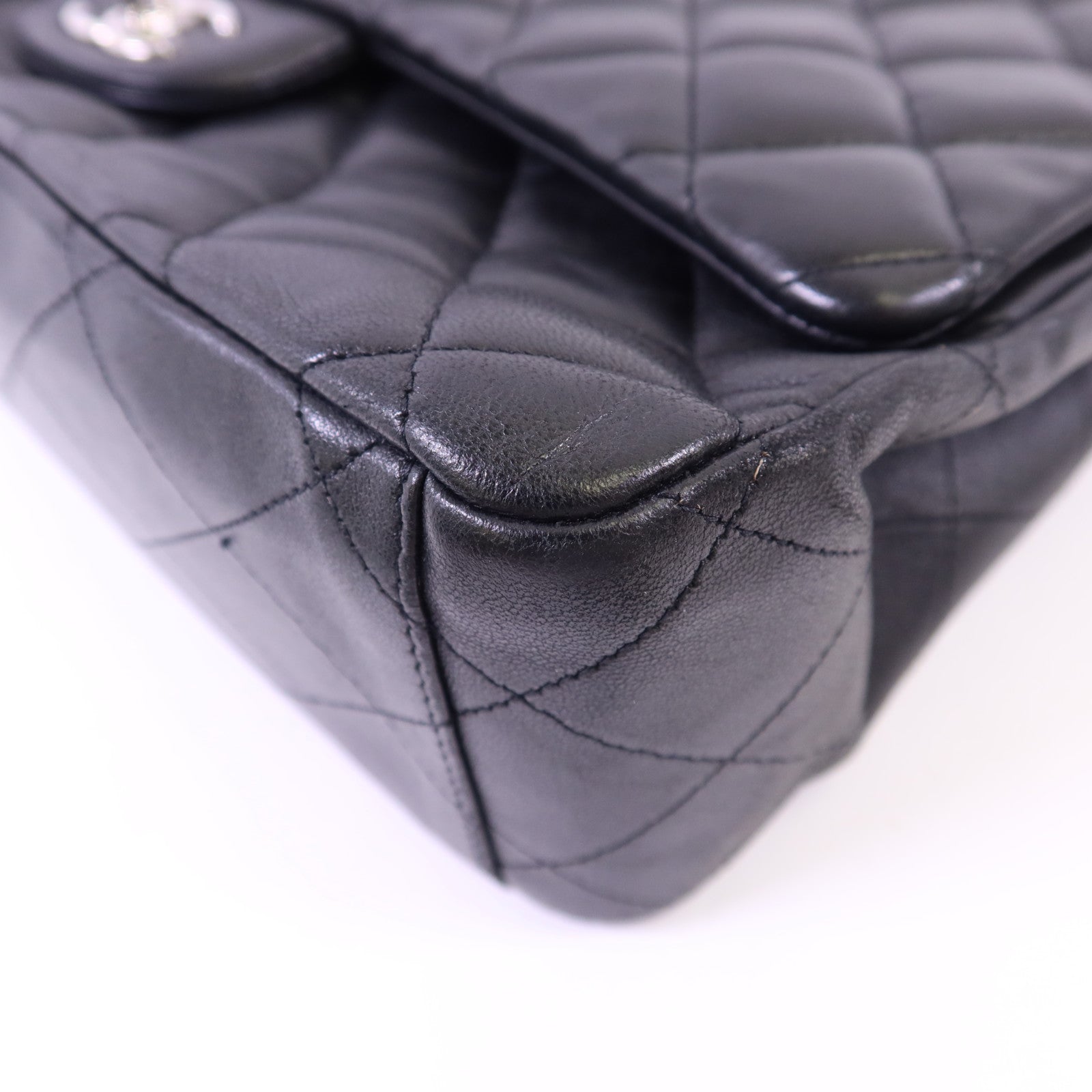 CHANEL 羊皮皮革Maxi Classic銀扣鏈帶肩背袋
