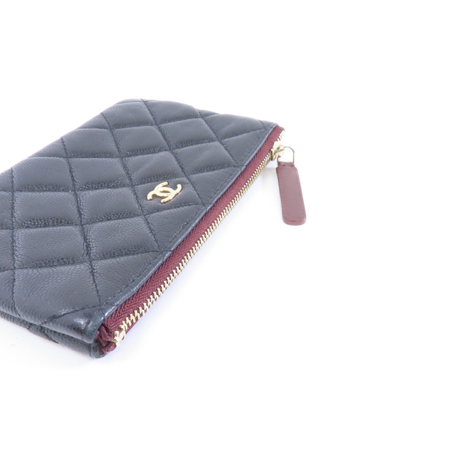 CHANEL 菱格Caviar皮革Clutch Bag金扣手拿包黑色