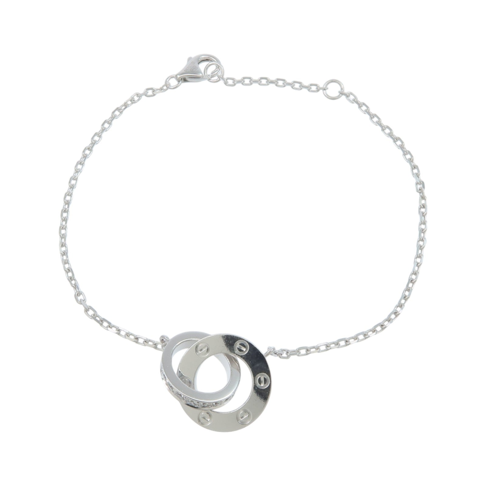 CARTIER 18K白金Love Bracelet On Chain Paved鑽石手鏈