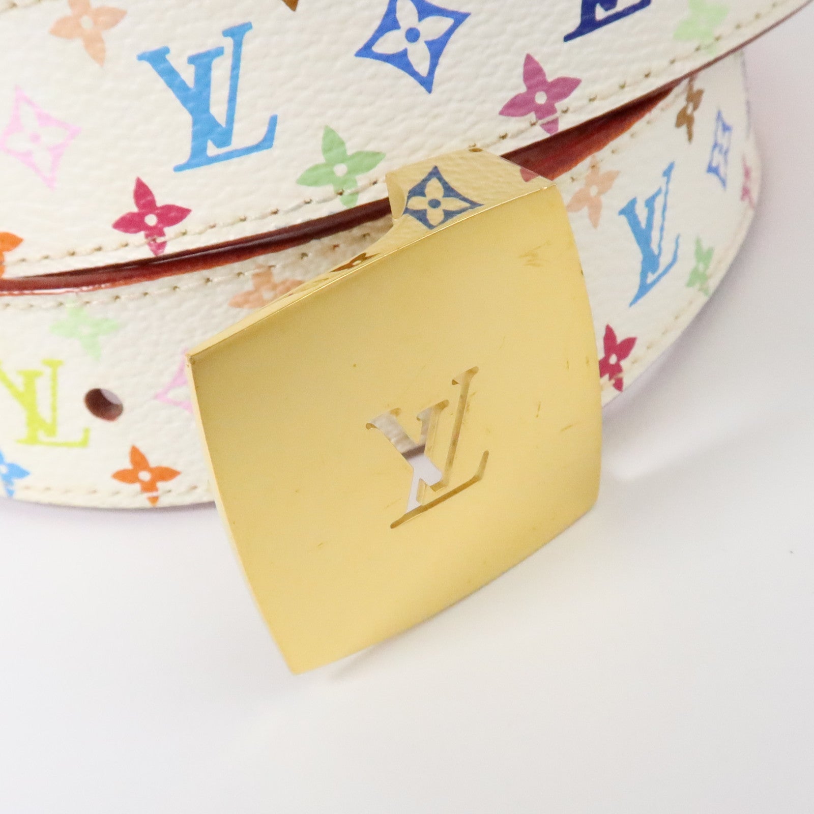 LOUIS VUITTON Monogram Multicolor Belt 85cm金扣腰帶