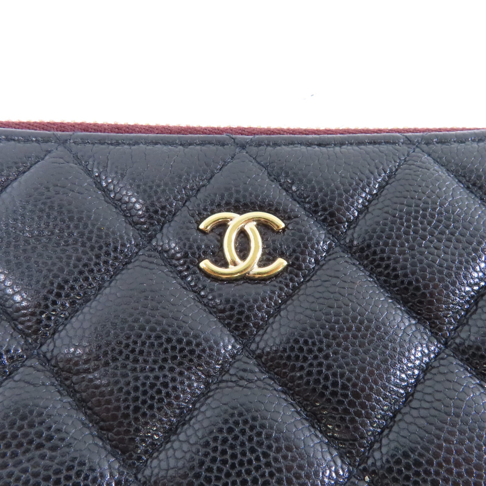 CHANEL 菱格Caviar皮革Clutch Bag金扣手拿包黑色