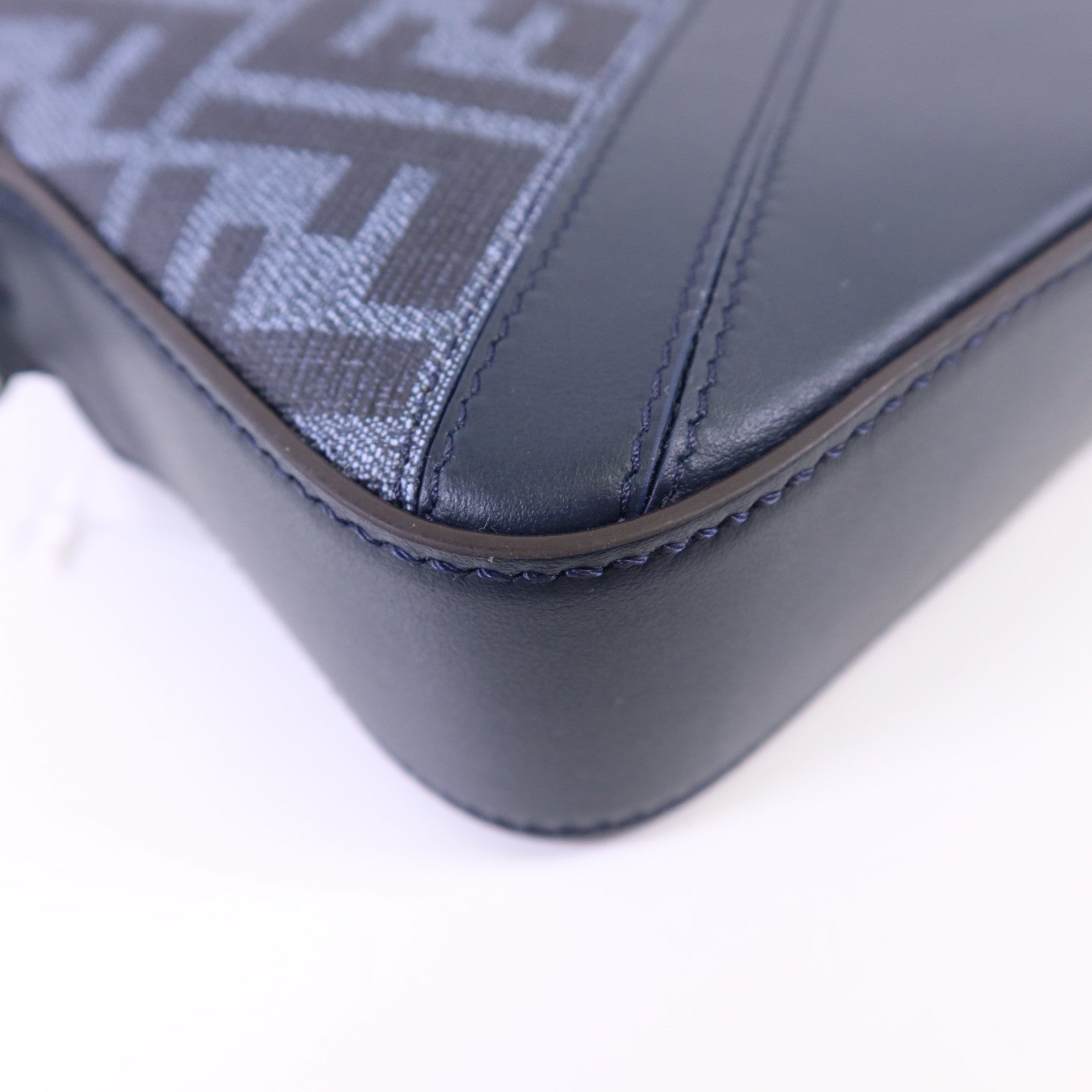 FENDI 帆布/牛皮皮革Diagonal Camera Case銀扣肩背袋