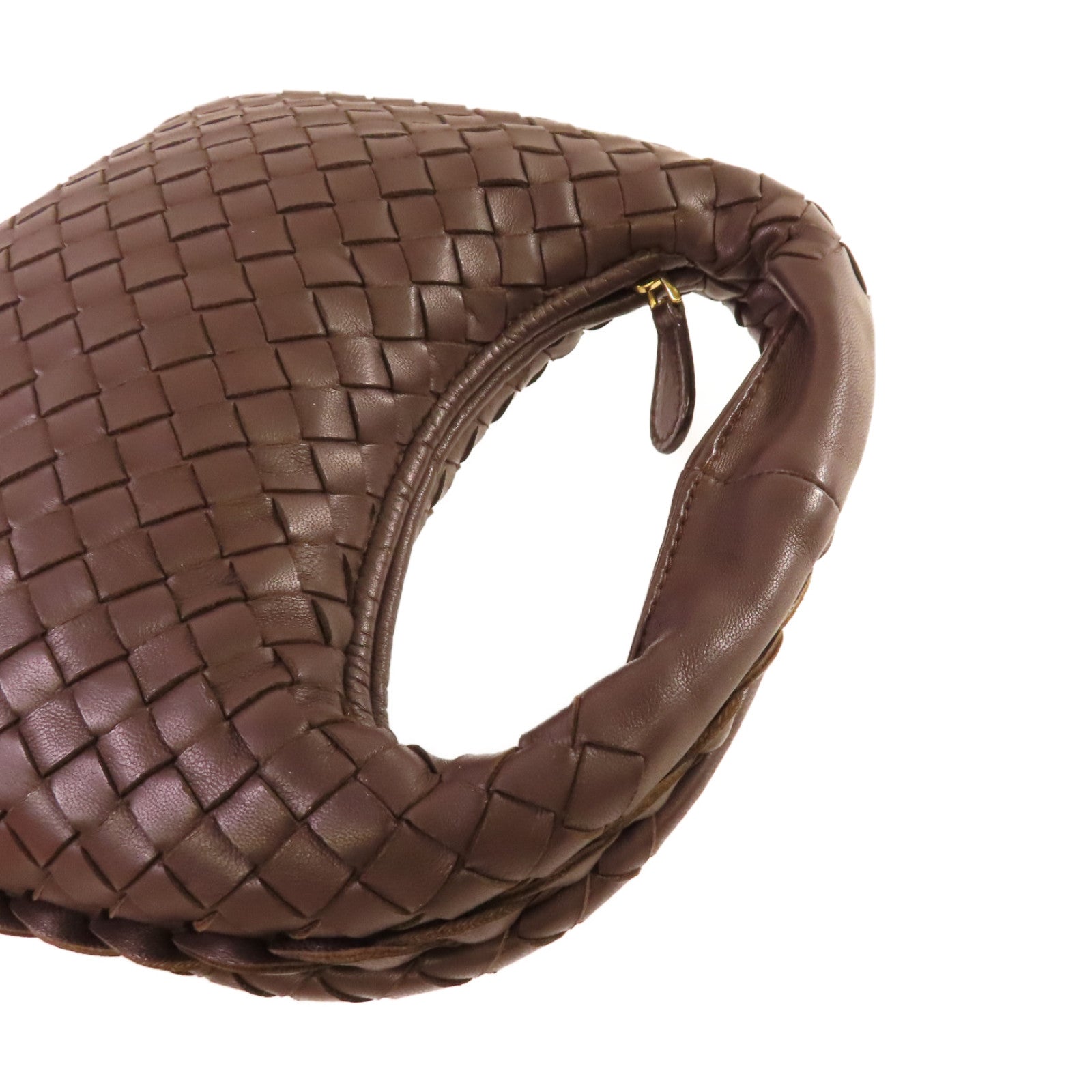 BOTTEGA VENETA 織紋皮革Handbag金扣手挽袋啡色