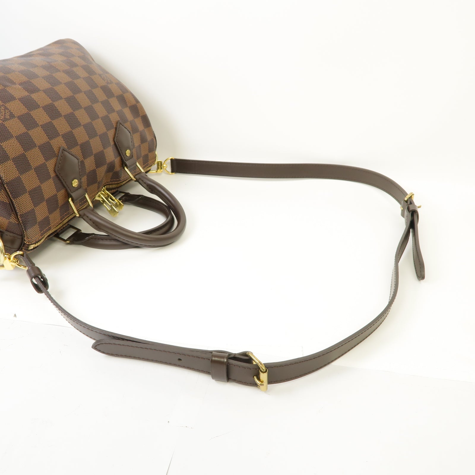 LOUIS VUITTON 【激減優惠】Damier Speedy Bandouliere 25金扣手挽肩背兩用袋啡色