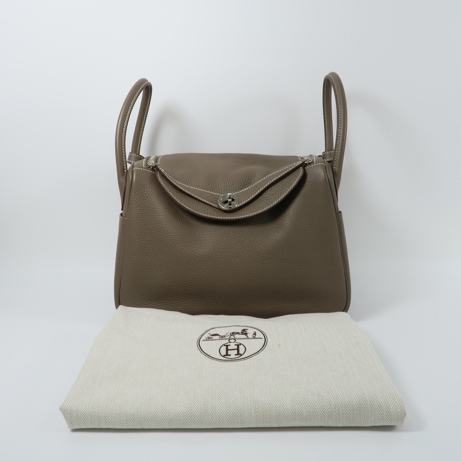 HERMES Clemence皮革Lindy 30手挽肩背兩用袋Etoupe