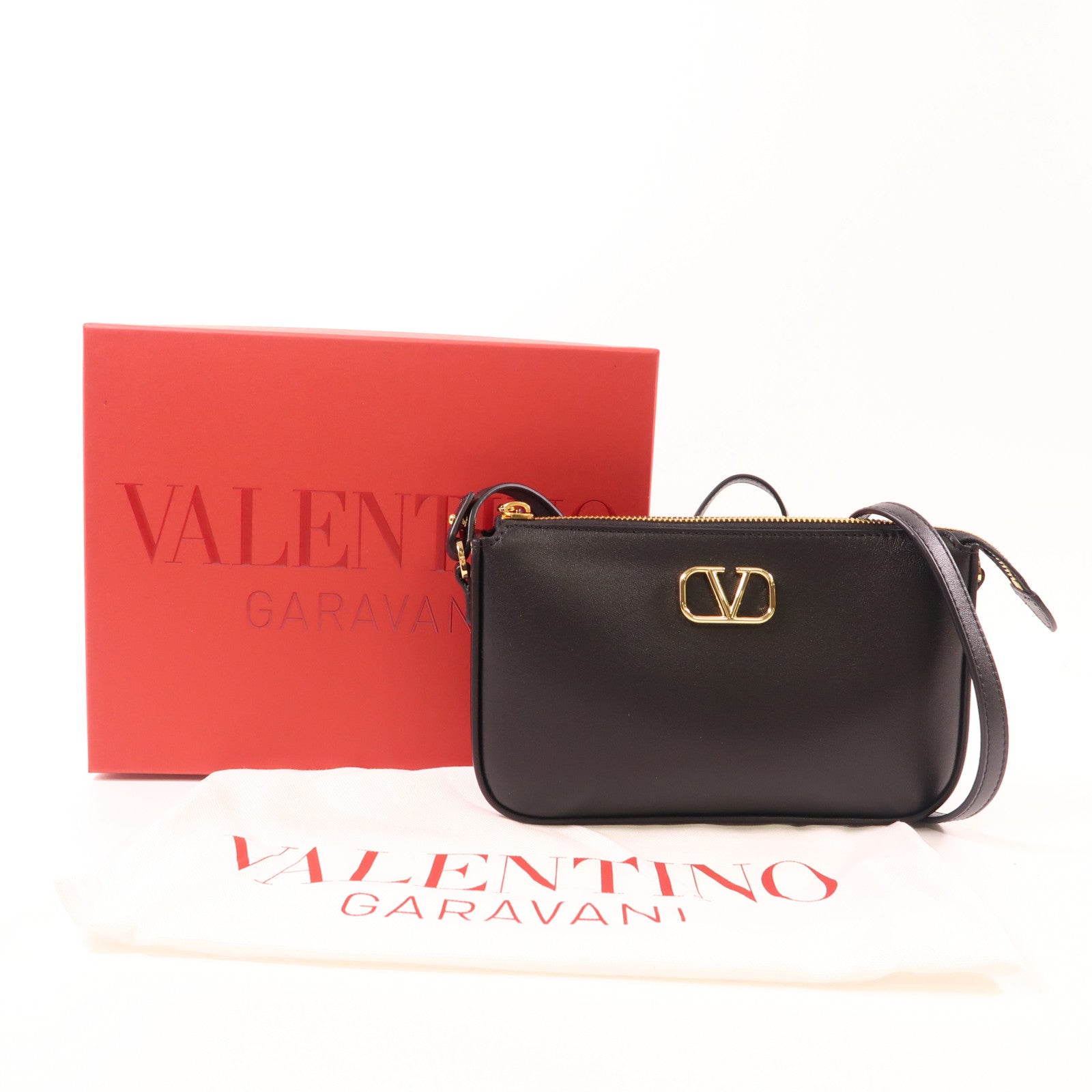 Valentino 【激減優惠】牛皮皮革Vlogo Minibag金扣肩背袋