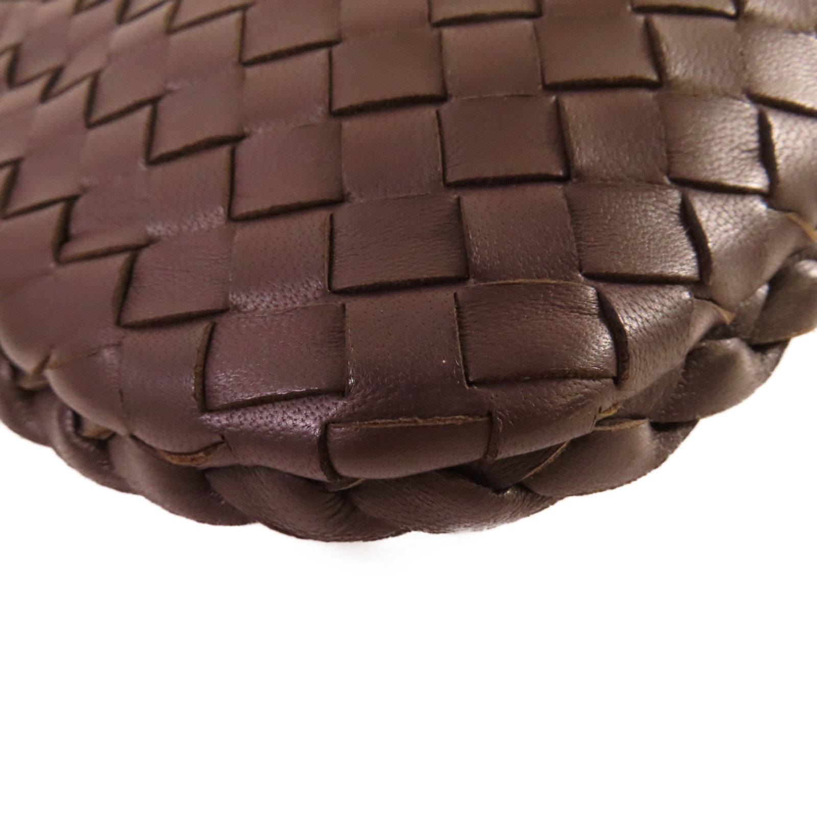 BOTTEGA VENETA 織紋皮革Handbag金扣手挽袋啡色
