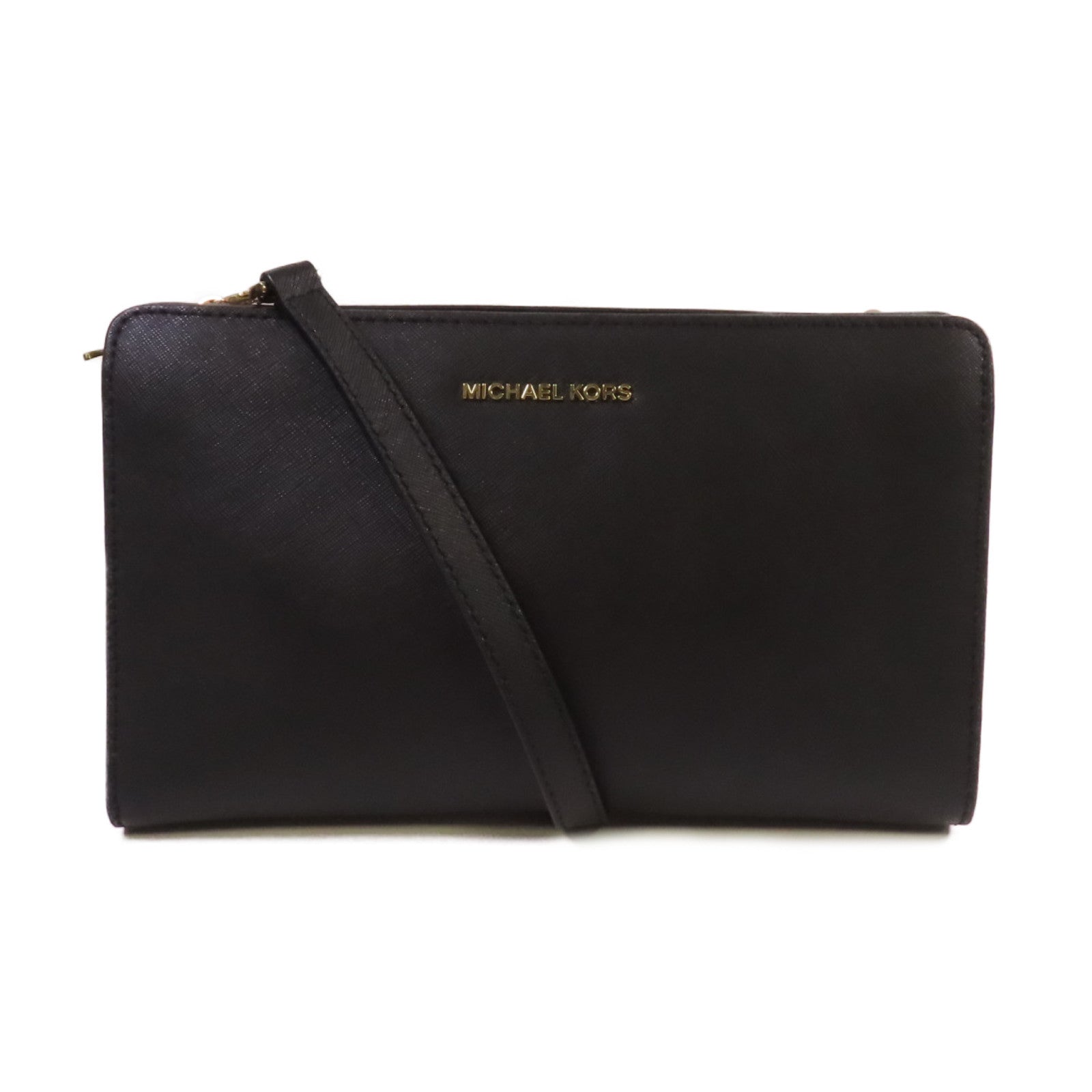 Michael Kors Saffiano皮革Shoulder Bag金扣肩背袋黑色