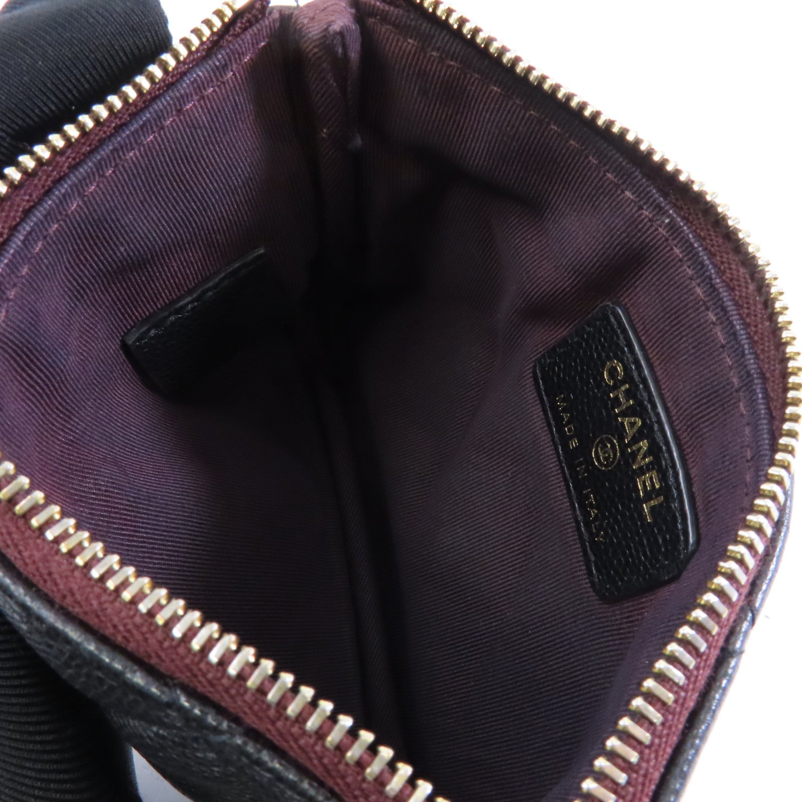 CHANEL 菱格Caviar皮革Clutch Bag金扣手拿包黑色