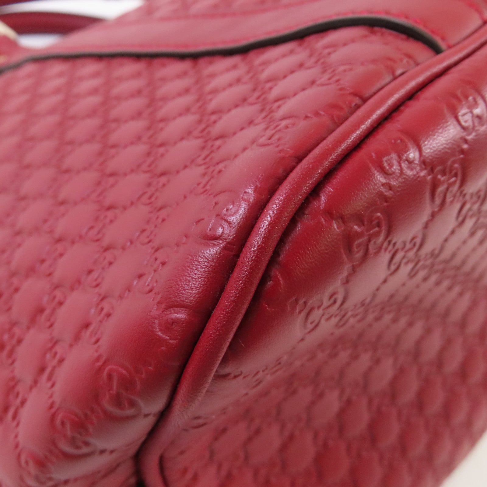GUCCI 【激減優惠】牛皮皮革Micro Guccissima 2Way Shoulder Bag金扣手挽肩背兩用袋紅色