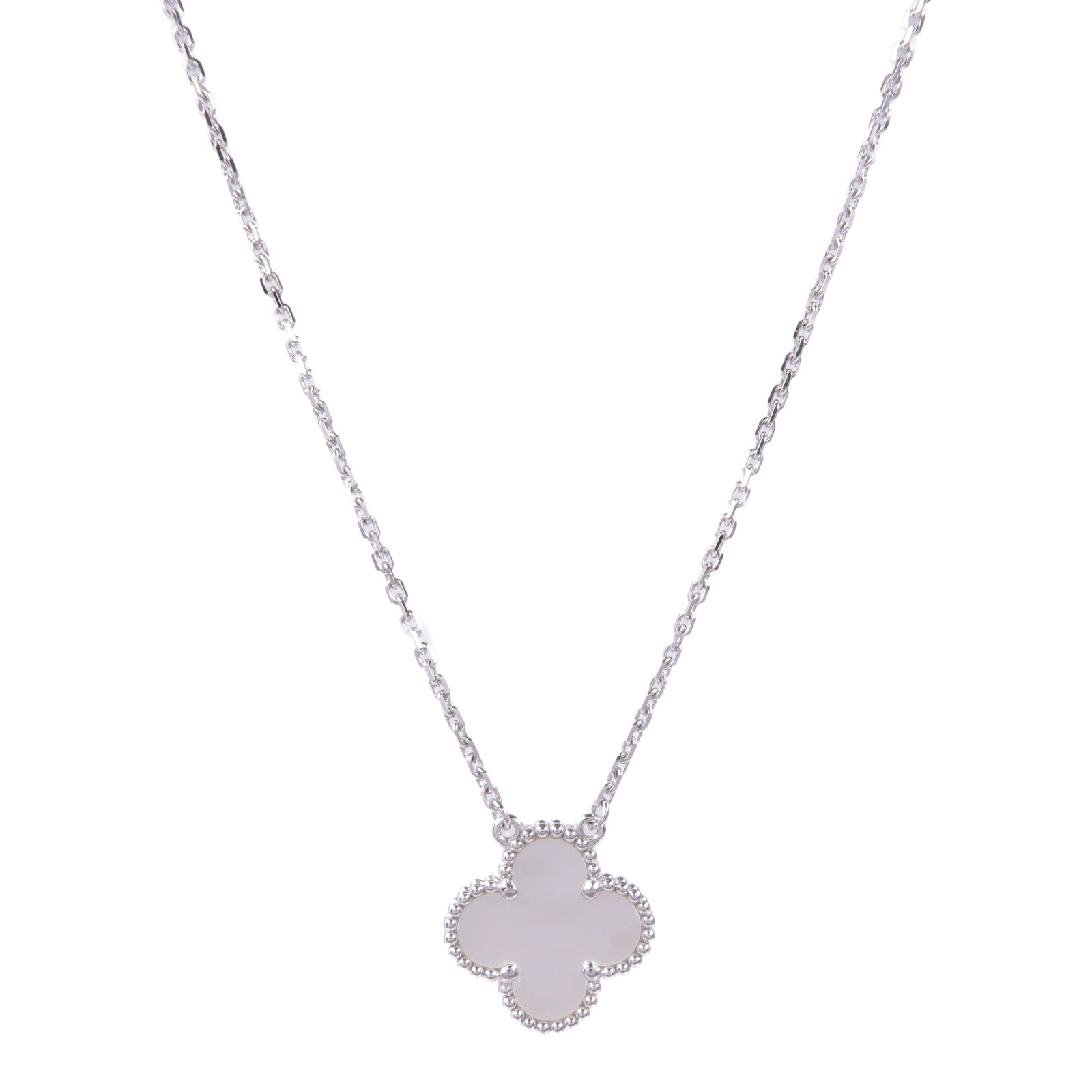 Van Cleef & Arpels 18K白金Vintage Alhambra Pendant珍珠母貝項鍊