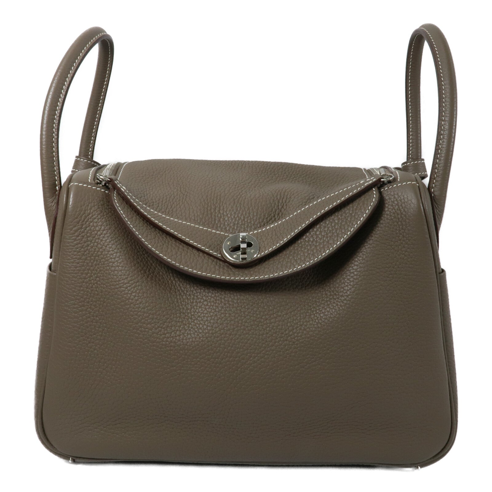 HERMES Clemence皮革Lindy 30手挽肩背兩用袋Etoupe