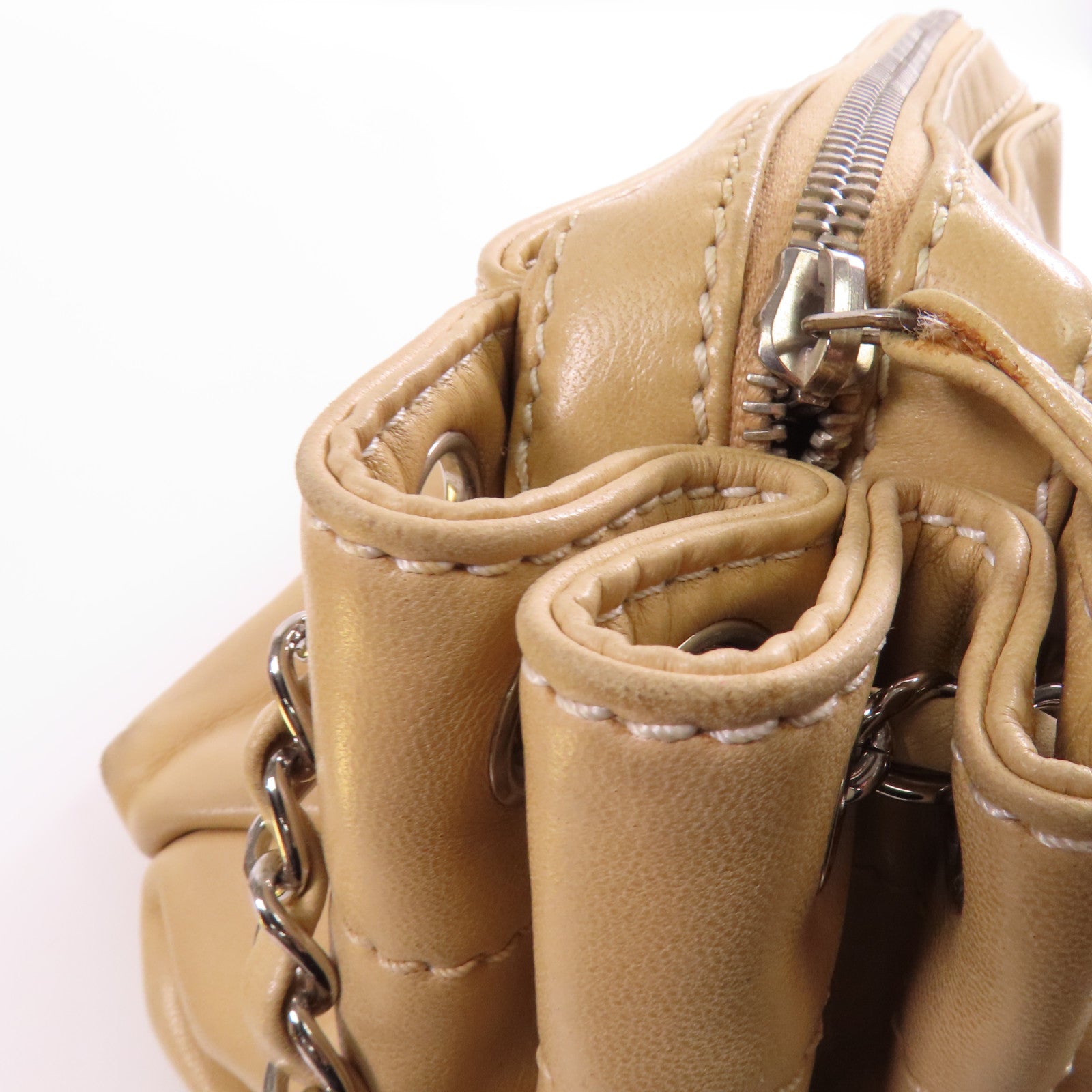 CHANEL 羊皮皮革Vintage Shoulder Bag銀扣肩背袋