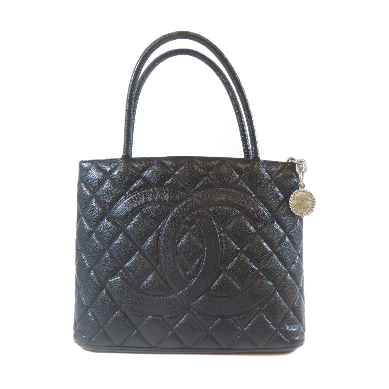 CHANEL 【激減優惠】菱格Caviar皮革Shoulder Bag銀扣肩背袋黑色