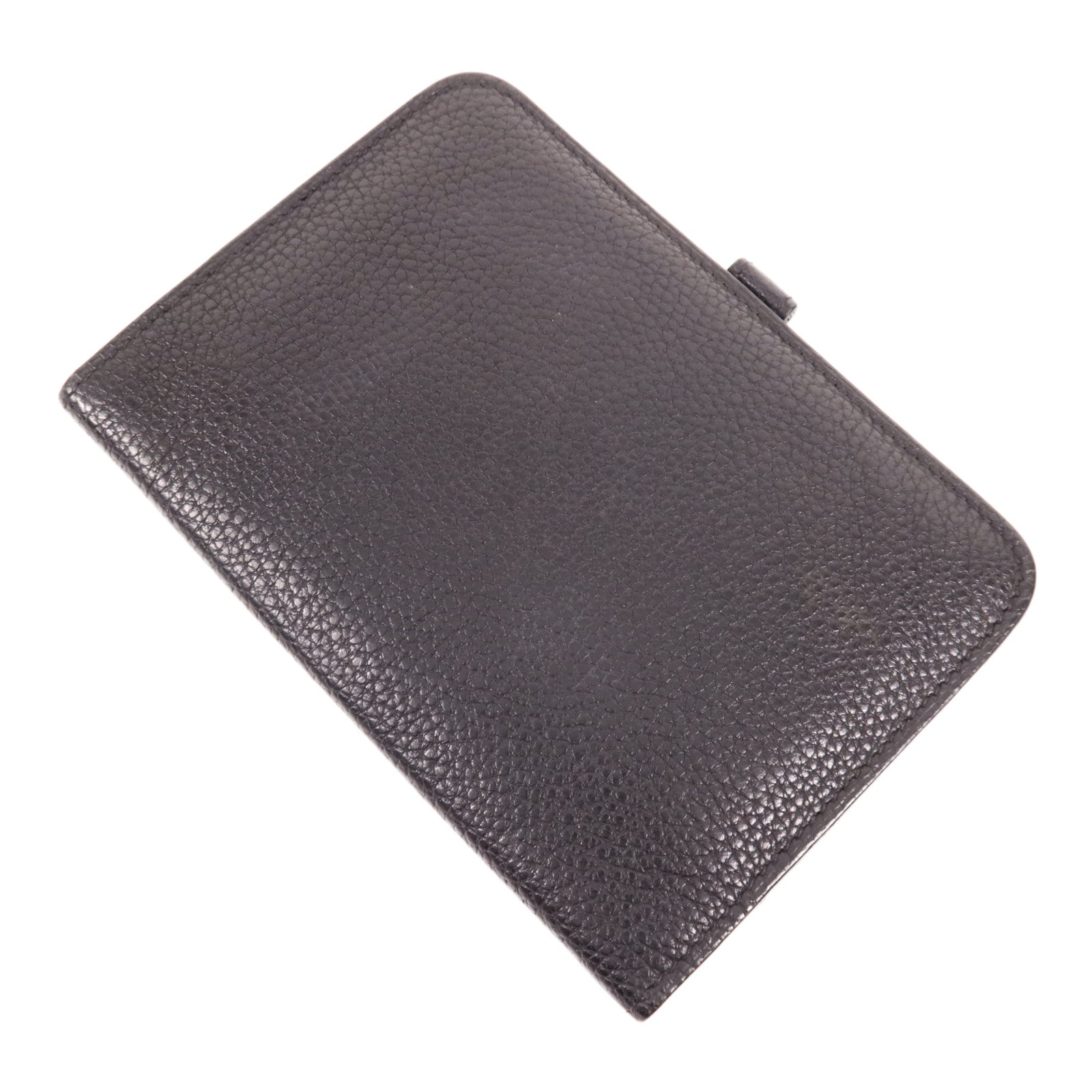 HERMES Togo皮革Dogon Compact銀扣錢包Noir