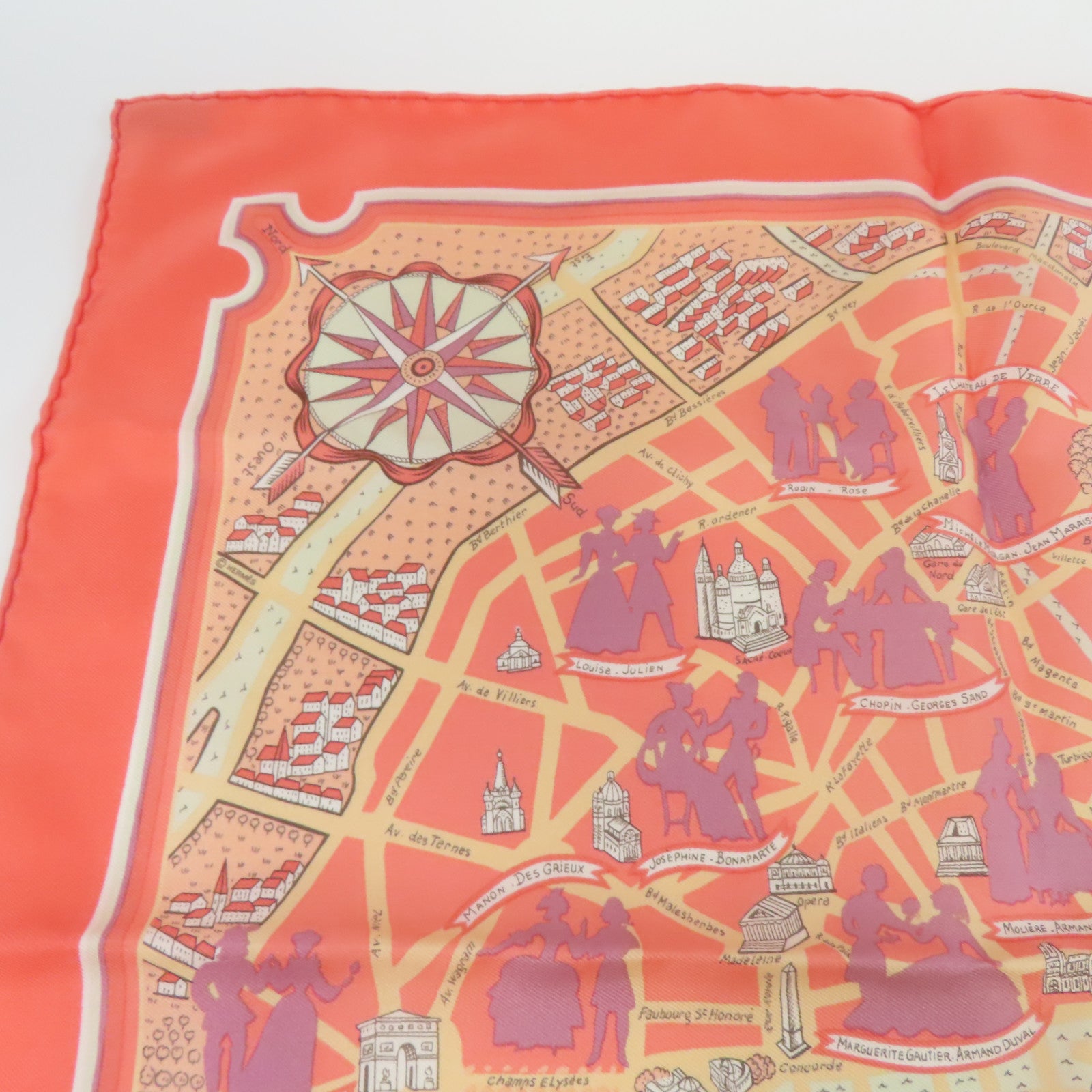 HERMES 【激減優惠】絲質Scarf絲巾橙紅色/橙色