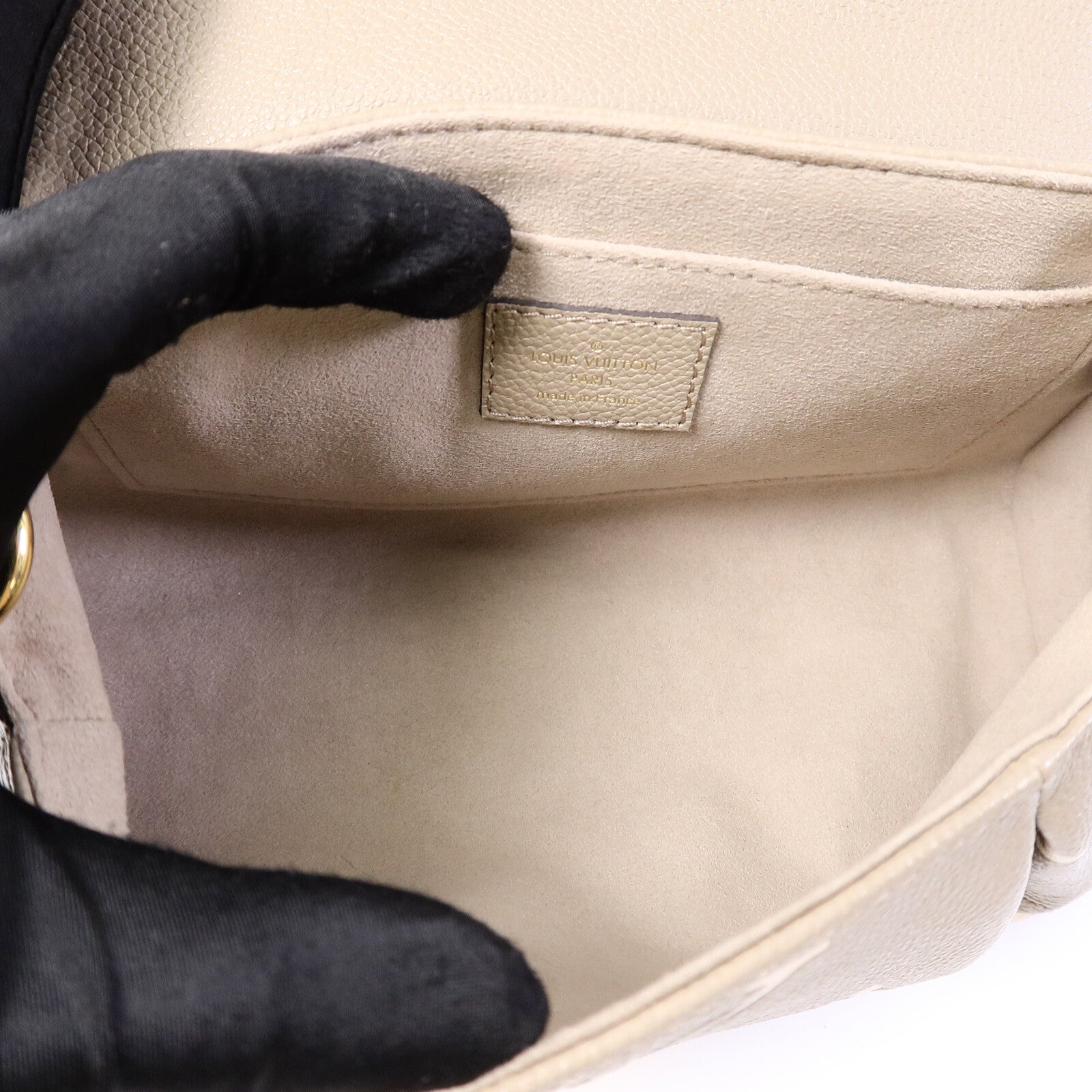 LOUIS VUITTON Monogram Empreinte Favorite金扣鏈帶肩背袋灰色