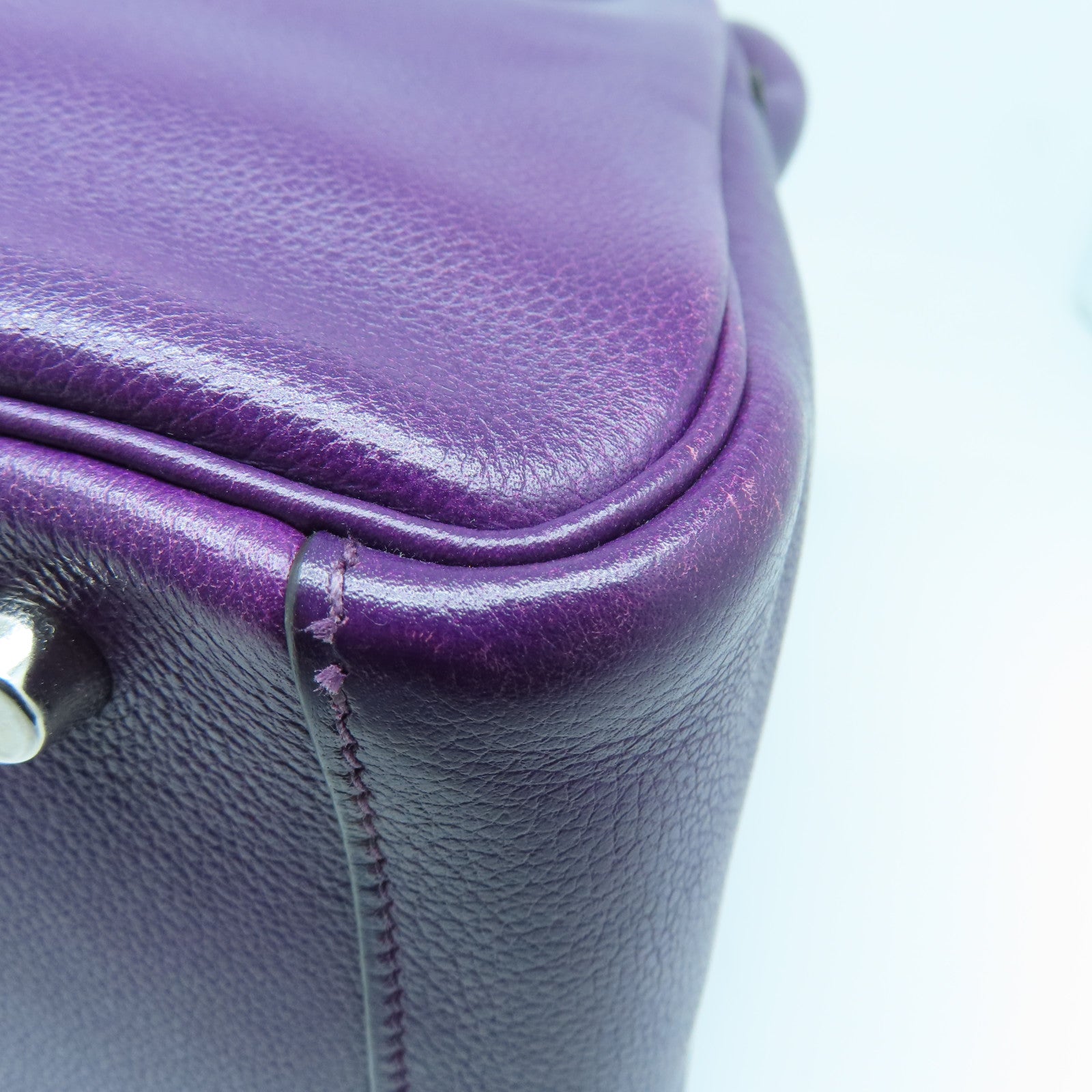 HERMES Evercolor Leather Lindy 30 Silver Buckle Handle Shoulder Backpack Alligator Purple
