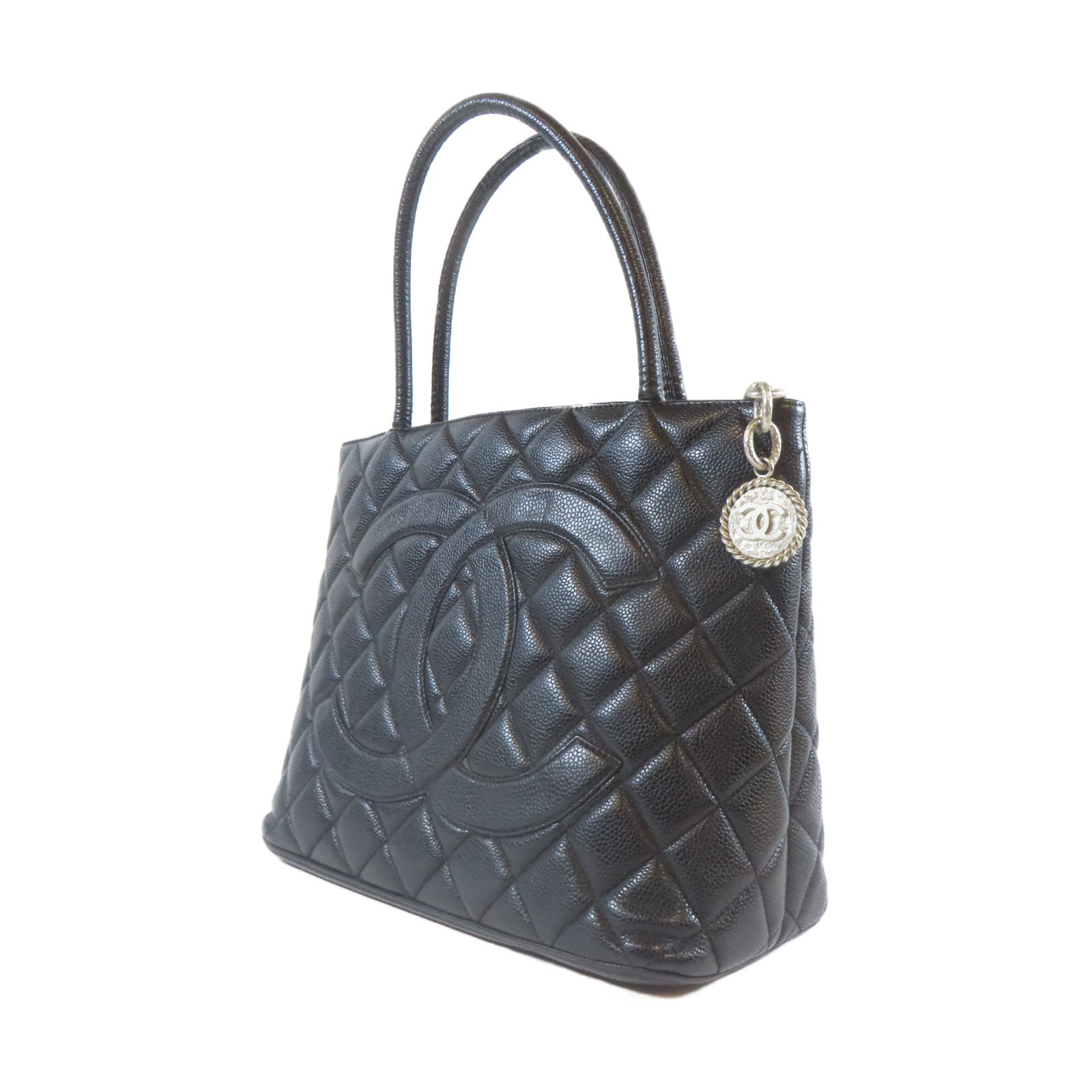 CHANEL 【激減優惠】菱格Caviar皮革Shoulder Bag銀扣肩背袋黑色