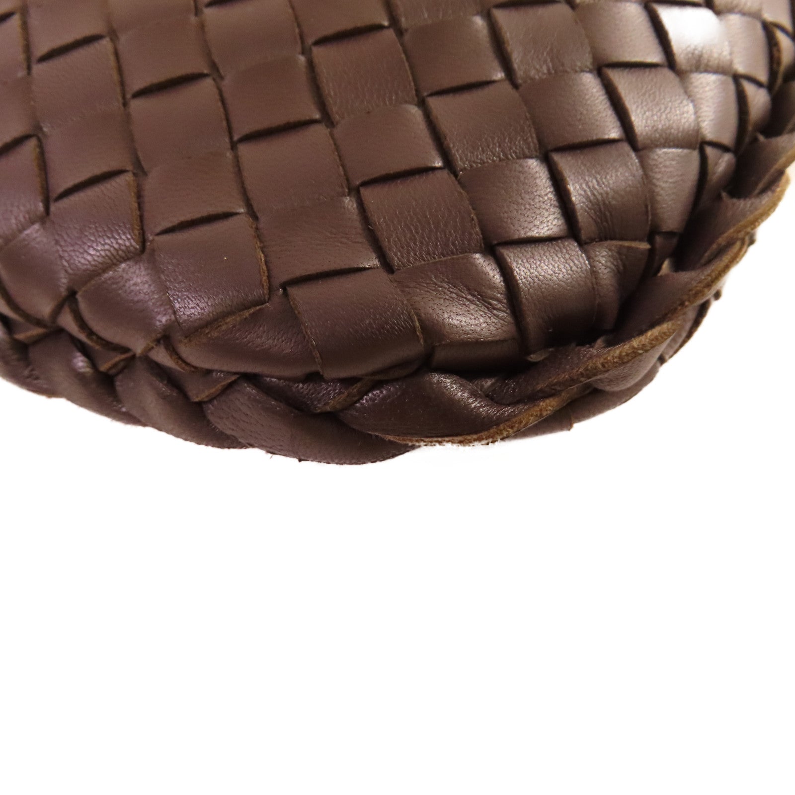 BOTTEGA VENETA 織紋皮革Handbag金扣手挽袋啡色