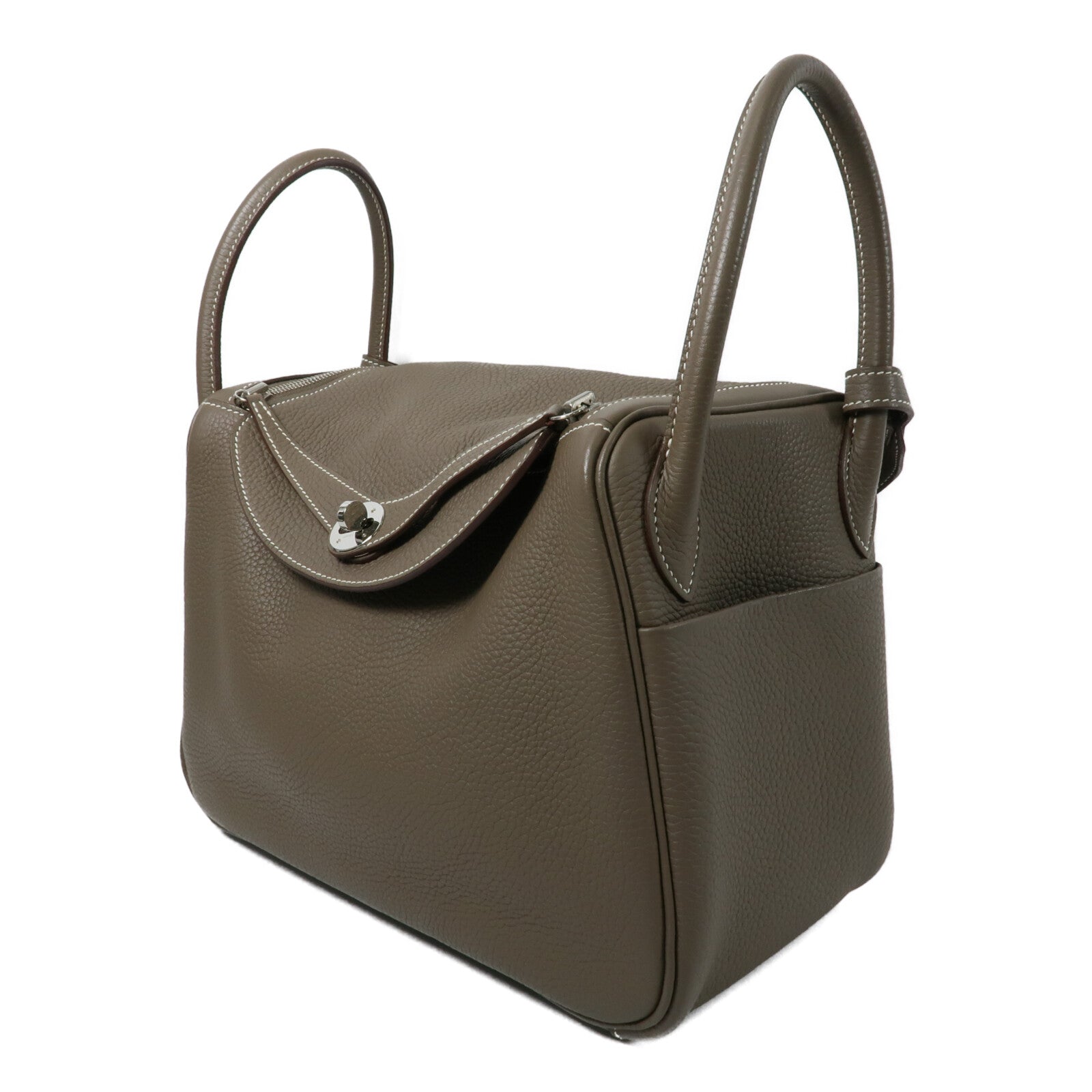 HERMES Clemence皮革Lindy 30手挽肩背兩用袋Etoupe