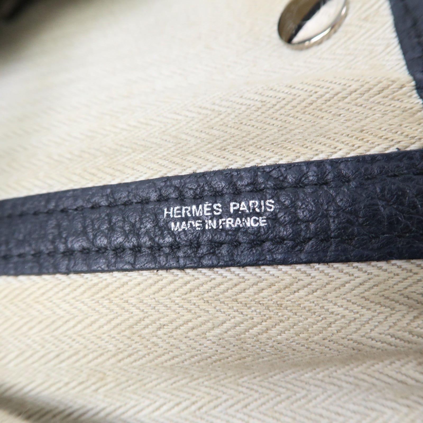 HERMES Negonda皮革Garden Party PM銀扣手挽袋Bleu Ocean/