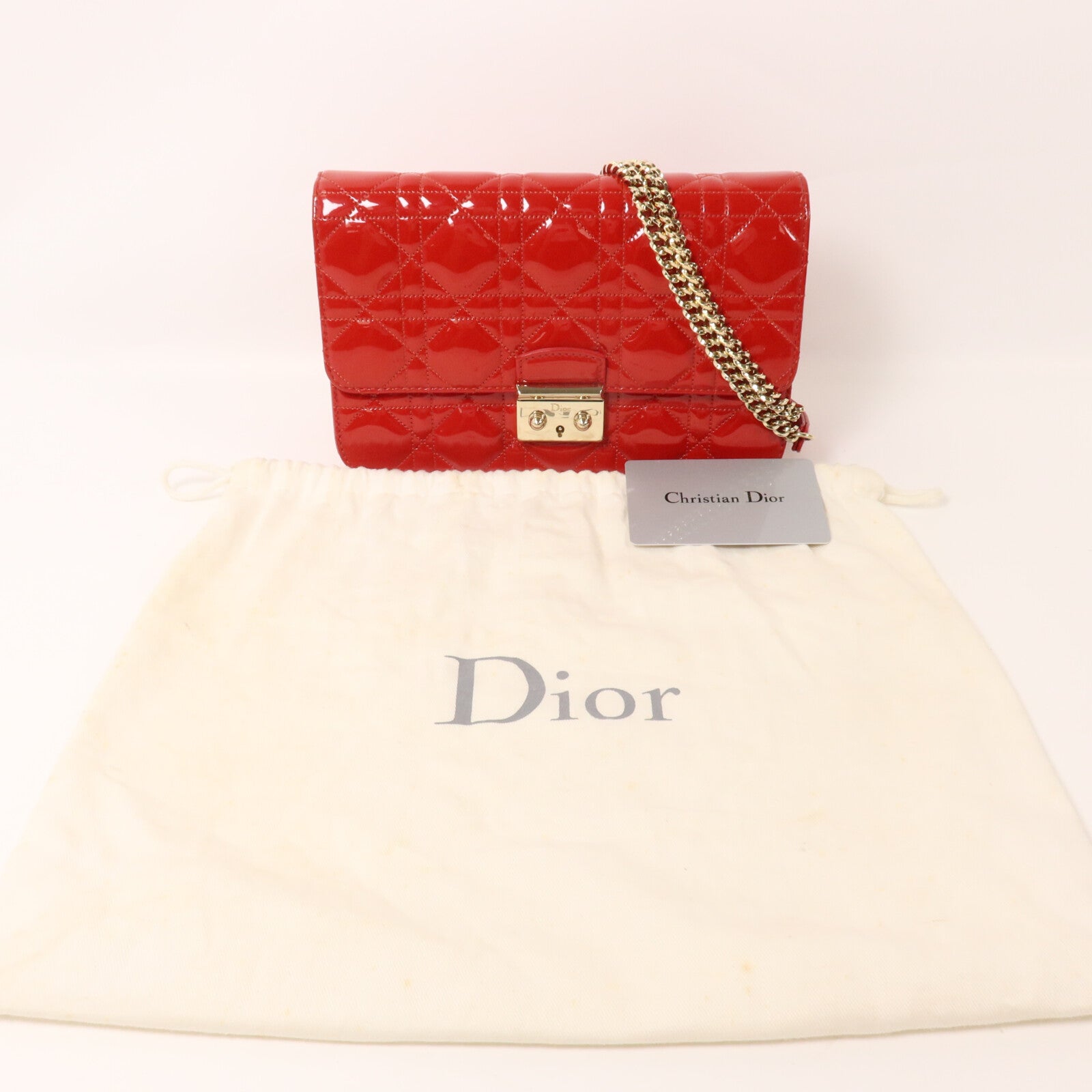 Dior 漆皮皮革Miss Dior Promenade鏈帶肩背袋
