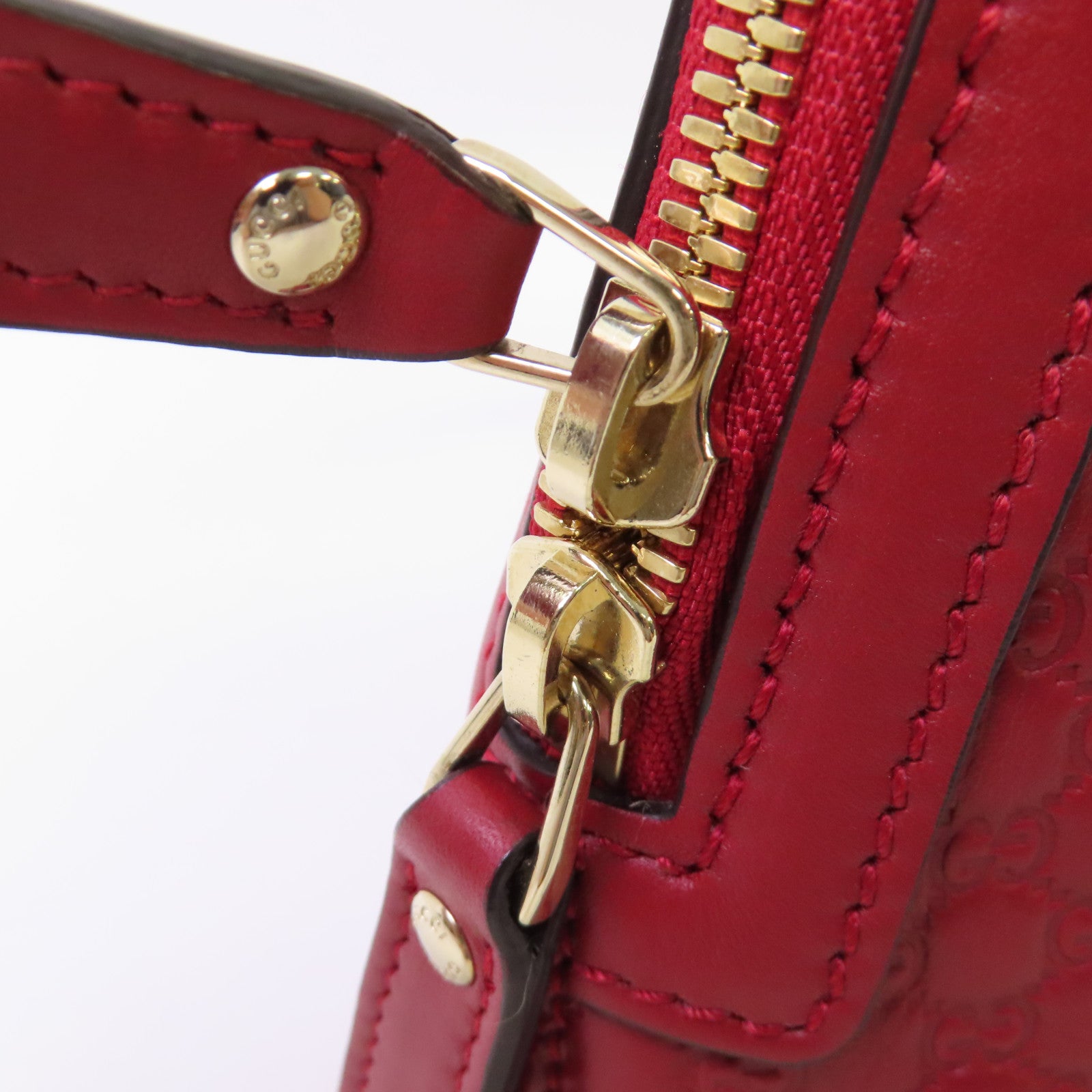 GUCCI 【激減優惠】牛皮皮革Micro Guccissima 2Way Shoulder Bag金扣手挽肩背兩用袋紅色