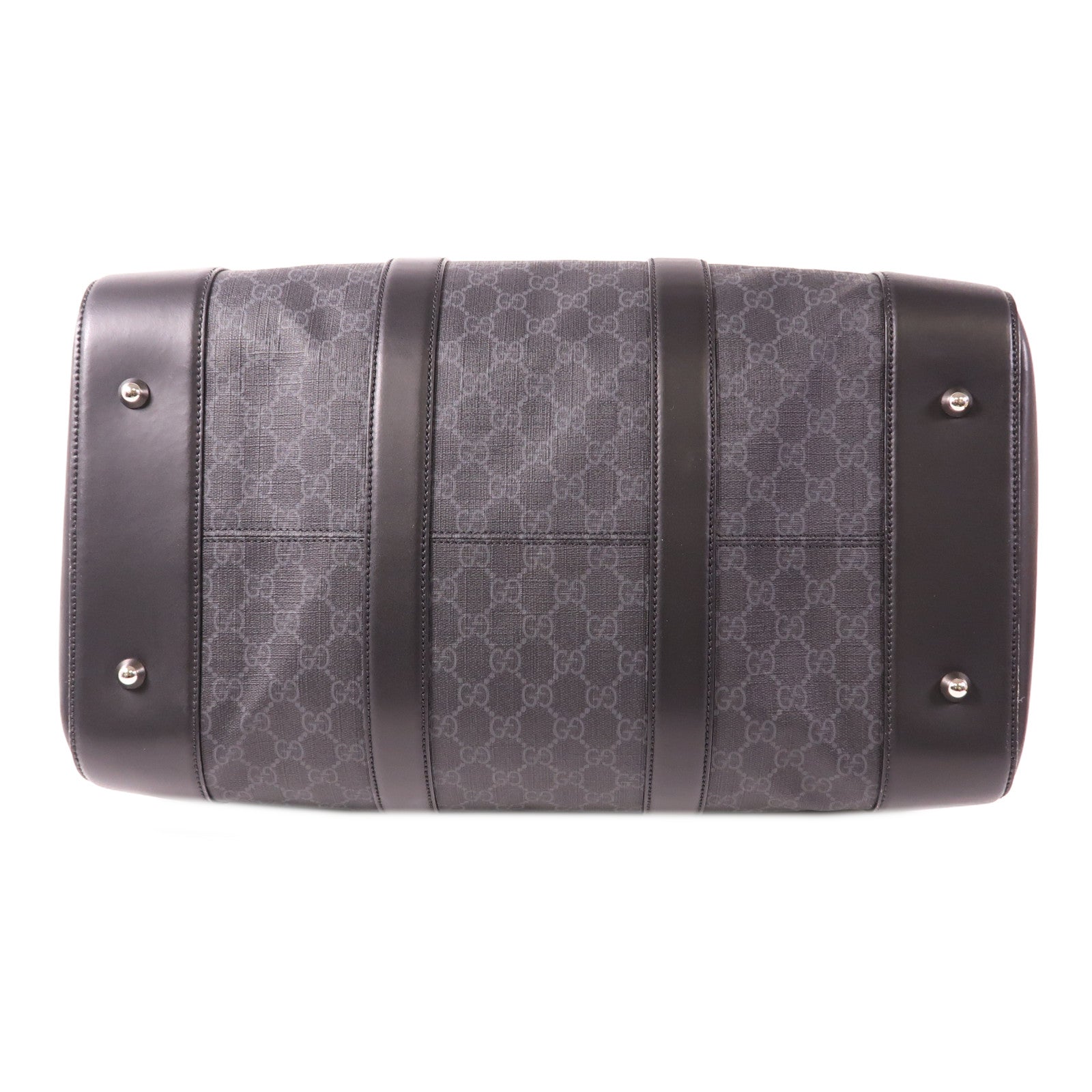 GUCCI 塗層帆布/皮革Carry-On Duffle銀扣手挽肩背兩用袋