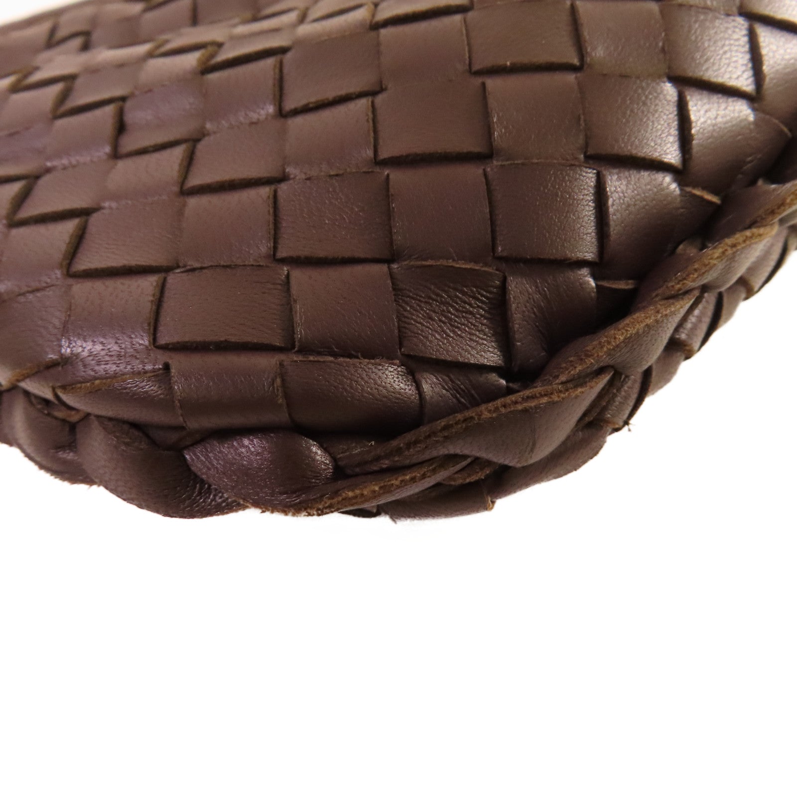 BOTTEGA VENETA 織紋皮革Handbag金扣手挽袋啡色