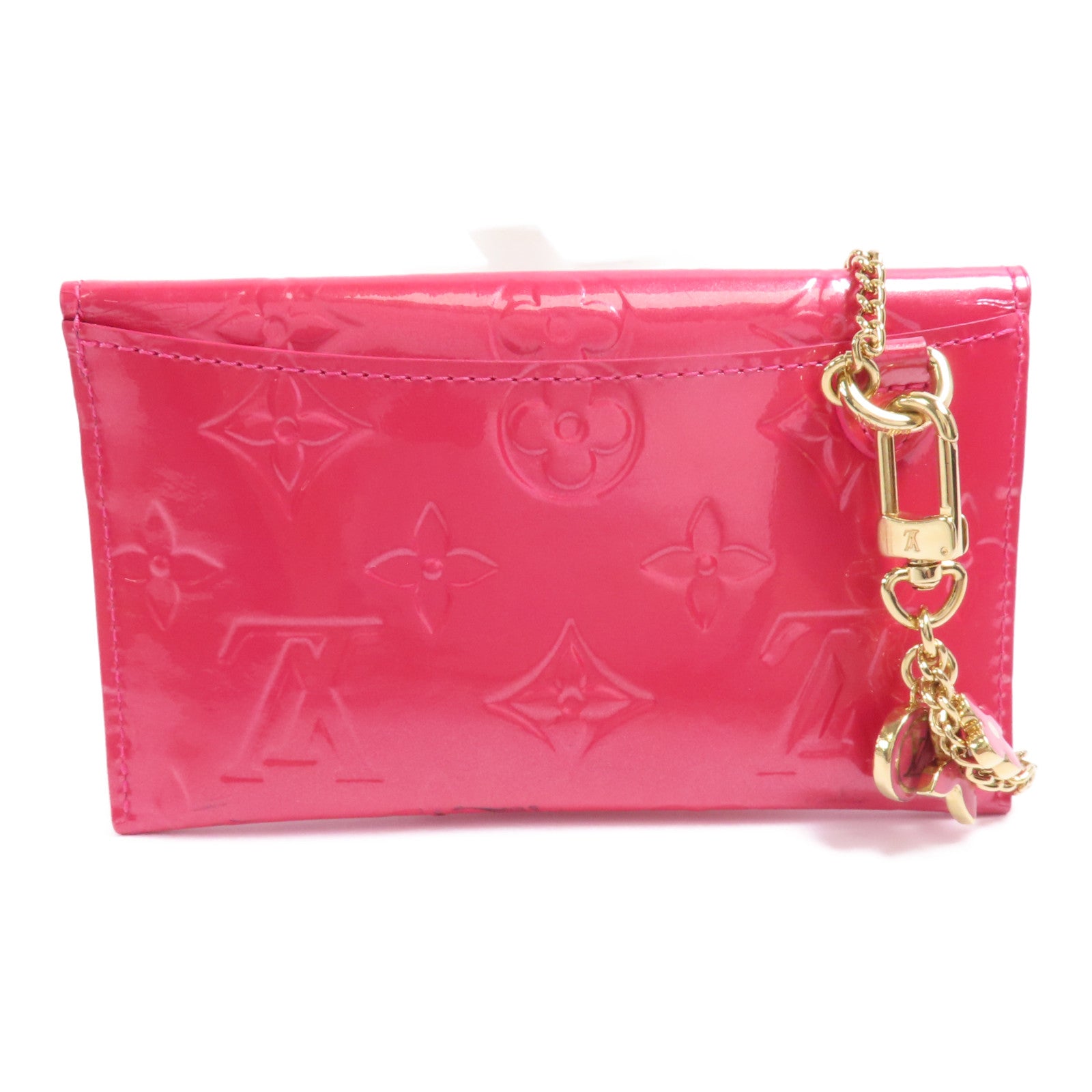 LOUIS VUITTON Vernis Card Case金扣卡片套粉紅色