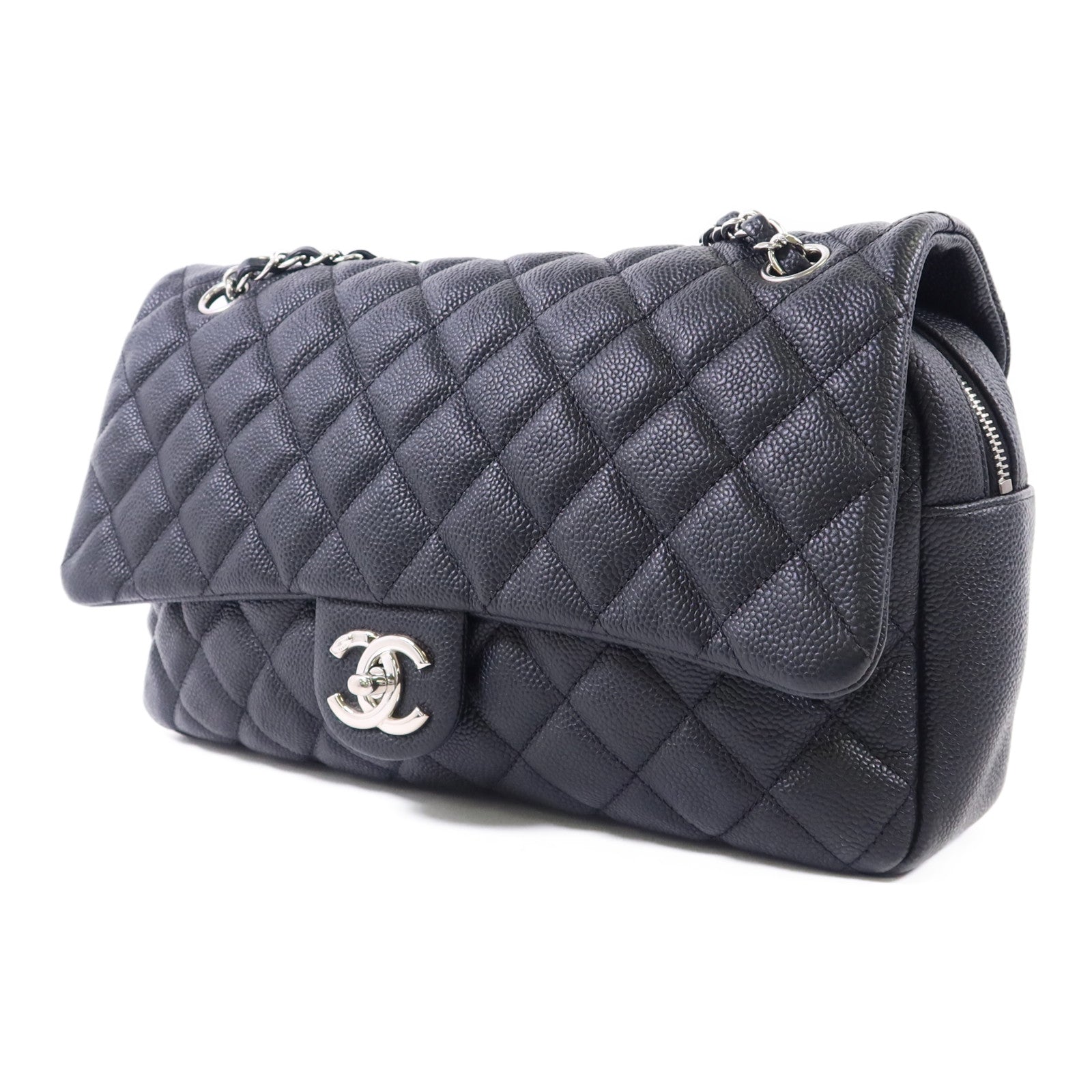 CHANEL 牛皮皮革Chain Shoulder Bag銀扣鏈帶肩背袋